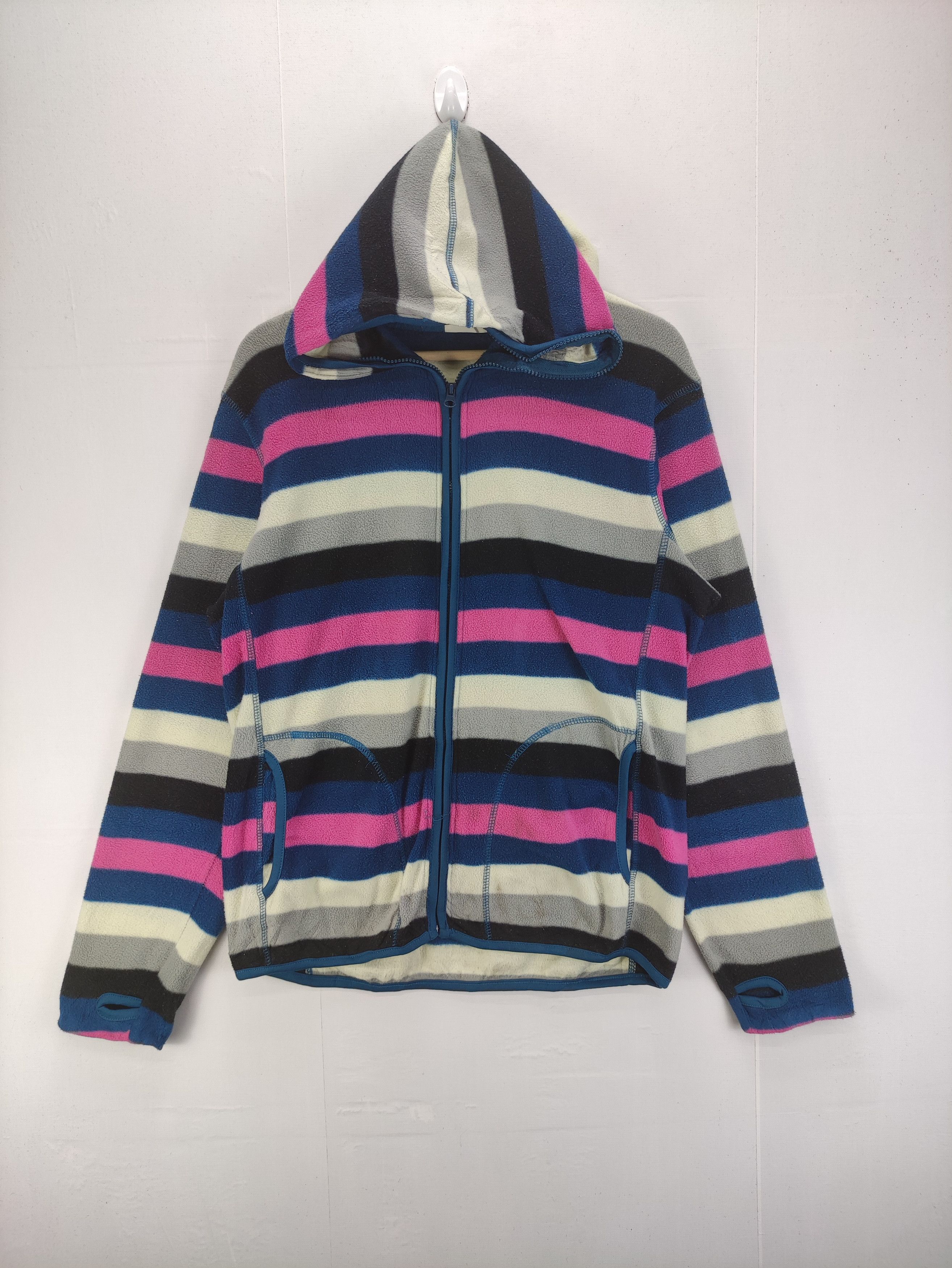 Japanese Brand Vintage Sweater Fleece Striped Hoodie Size US M / EU 48-50 / 2 - 1 Thumbnail