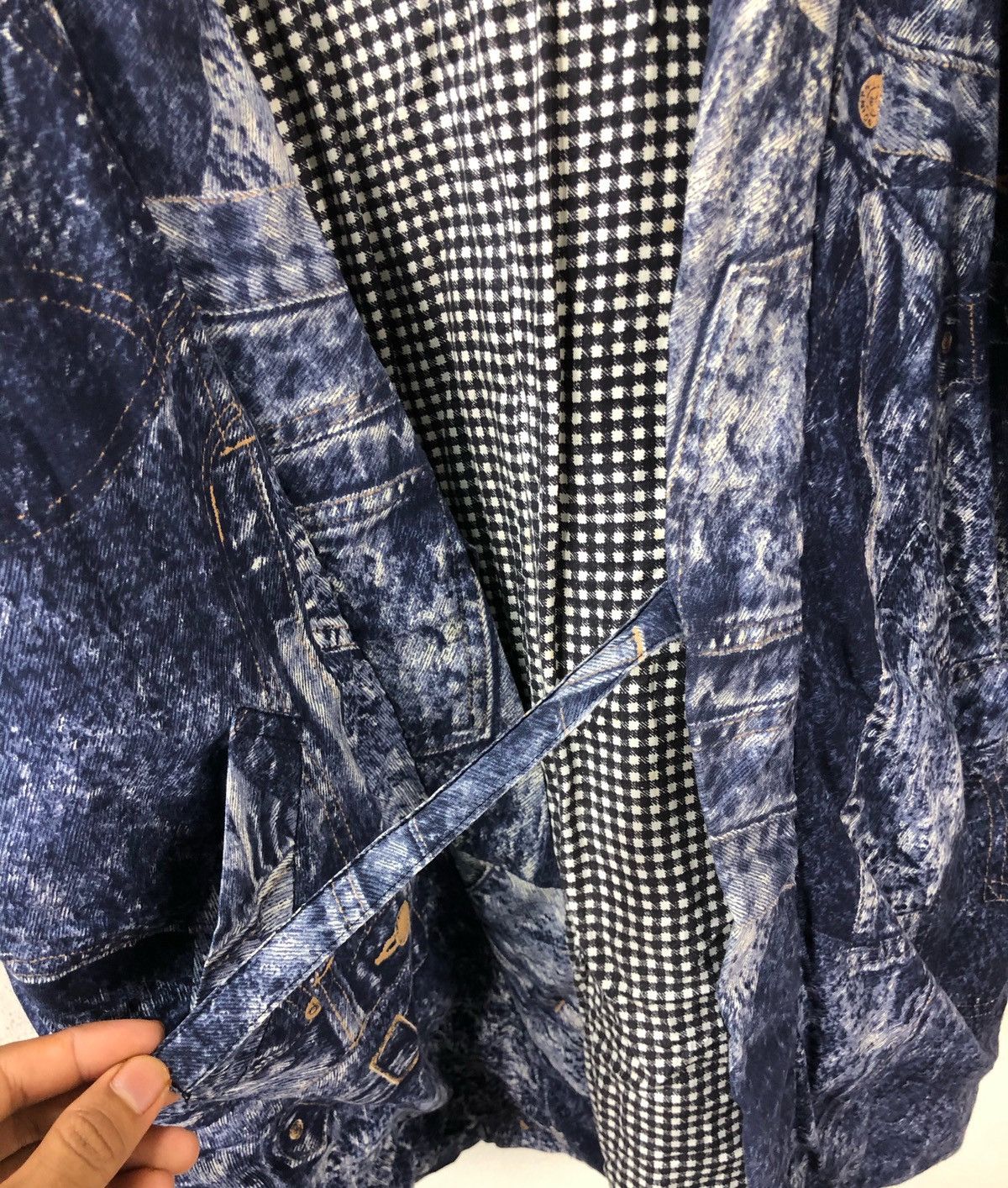 Indigo × Japanese Brand Kimono Denim Print Japan Traditional Wear Custom Build cw21 Size US L / EU 52-54 / 3 - 7 Thumbnail