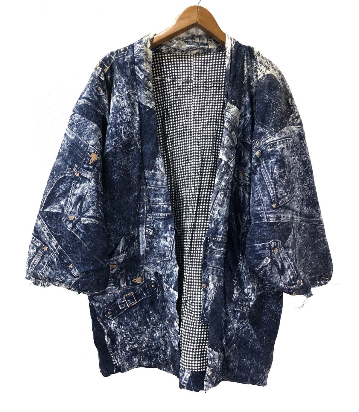 Indigo × Japanese Brand Kimono Denim Print Japan Traditional Wear Custom Build cw21 Size US L / EU 52-54 / 3 - 2 Thumbnail