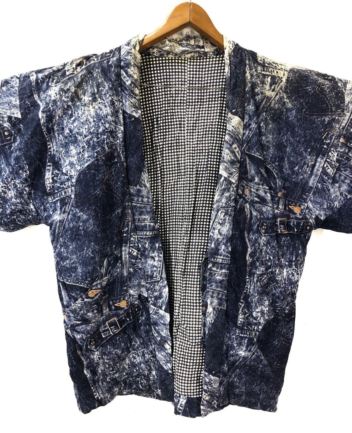 Indigo × Japanese Brand Kimono Denim Print Japan Traditional Wear Custom Build cw21 Size US L / EU 52-54 / 3 - 5 Thumbnail