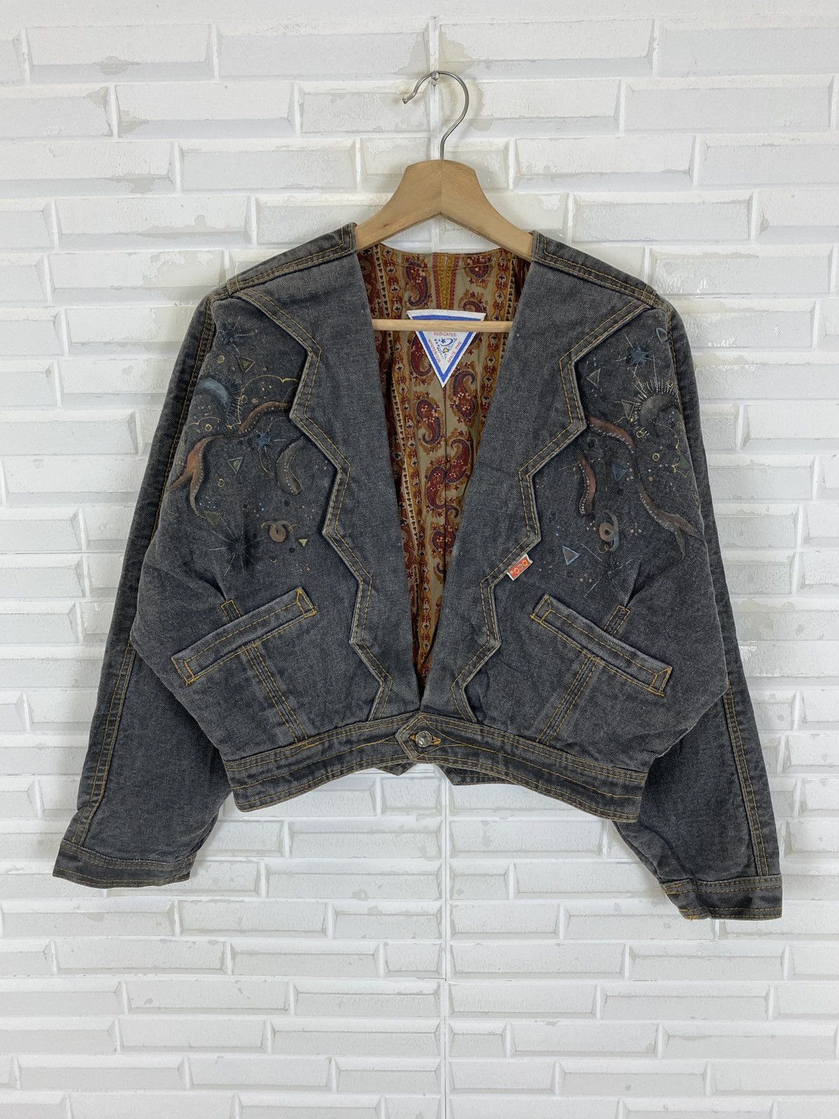 Other Pentagram Bandana Inner Crop Denim Jacket Size M / US 6-8 / IT 42-44 - 16 Thumbnail