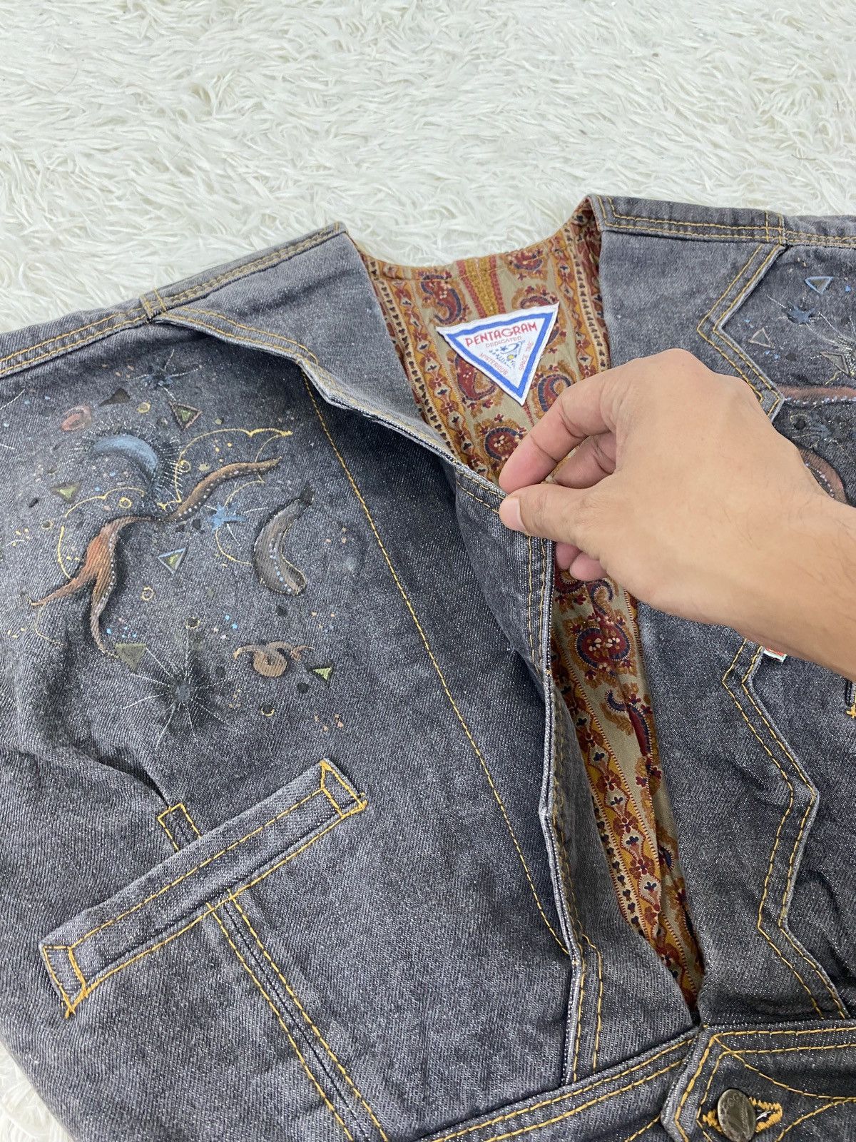 Other Pentagram Bandana Inner Crop Denim Jacket Size M / US 6-8 / IT 42-44 - 9 Thumbnail