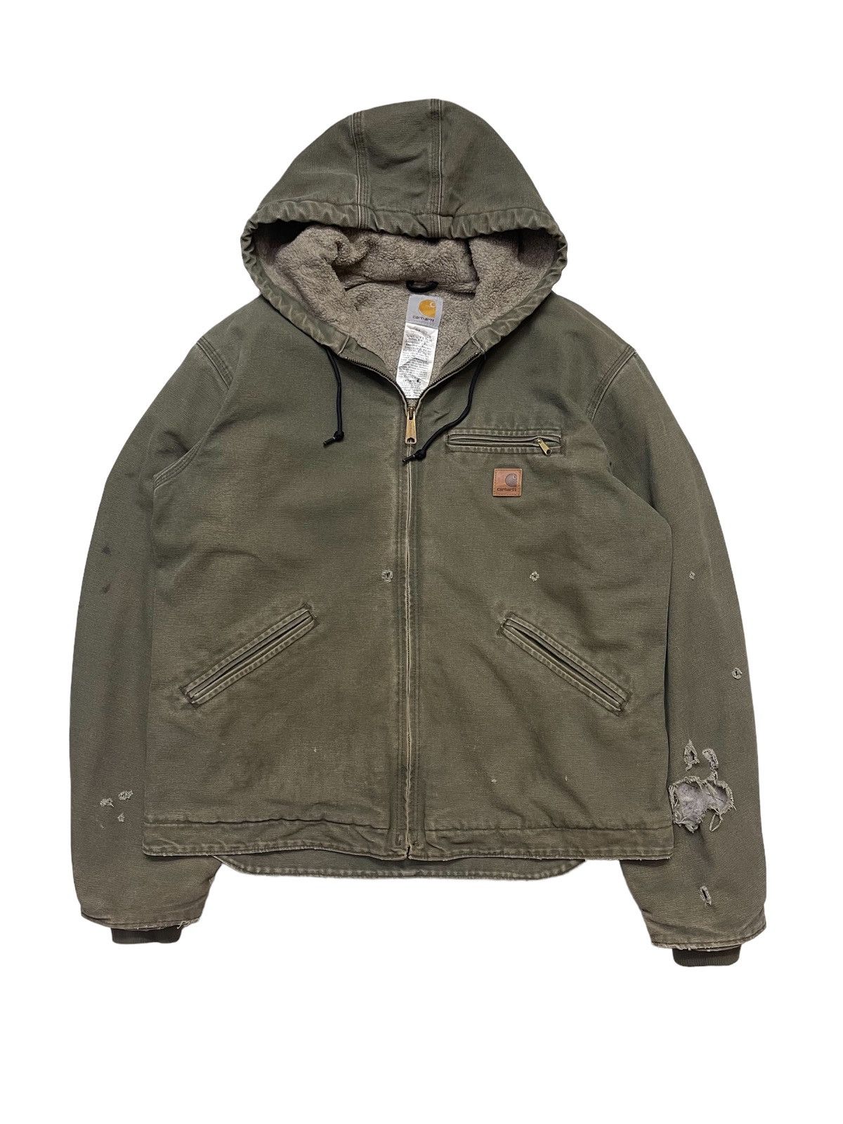 image of Vintage Carhartt Sunfaded Thrashed Distressed Jacket in Green, Men's (Size Large)