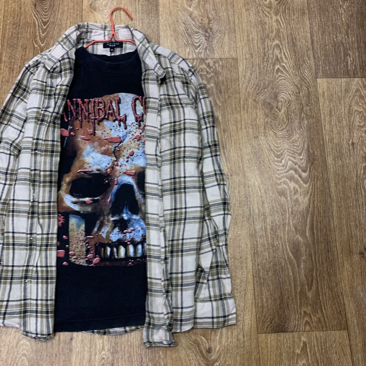 Vintage Vintage 90s Checkered Shirt Skull Graphic Grunge Wide Leg M Size US M / EU 48-50 / 2 - 2 Thumbnail