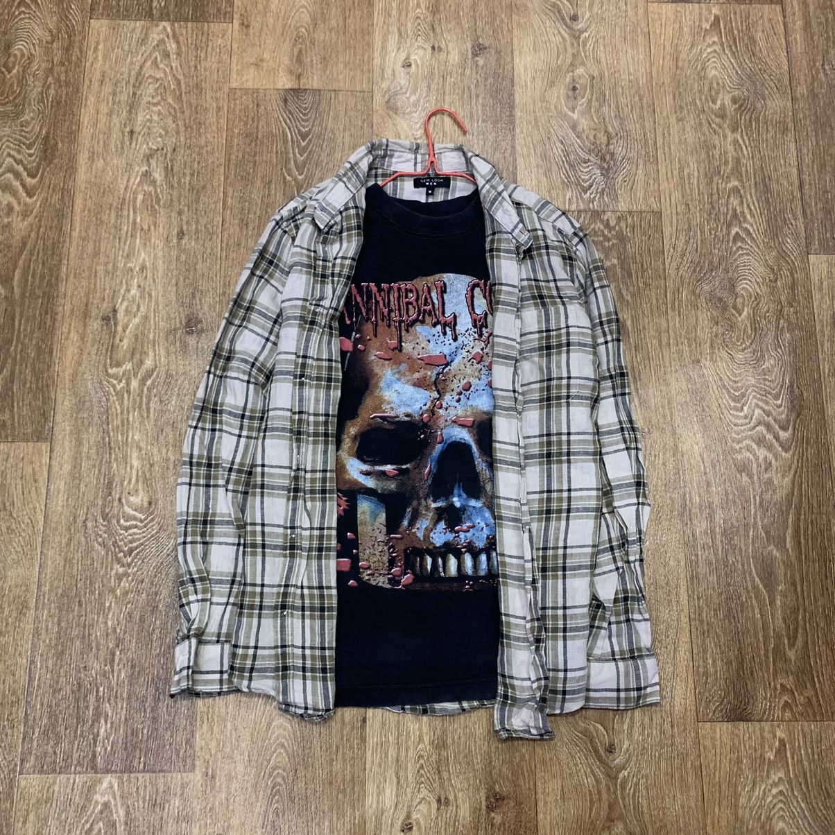 Vintage Vintage 90s Checkered Shirt Skull Graphic Grunge Wide Leg M Size US M / EU 48-50 / 2 - 1 Thumbnail