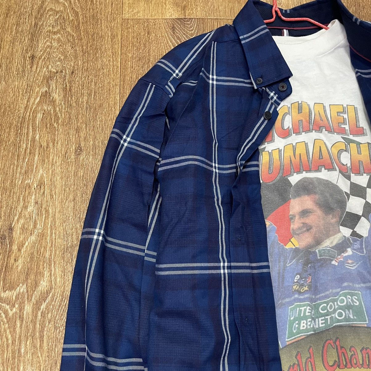 Vintage Vintage 90s Navy Checkered Shirt Grunge Streetwear Boxy L Size US L / EU 52-54 / 3 - 5 Thumbnail