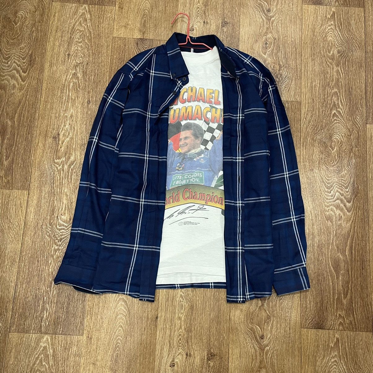 Vintage Vintage 90s Navy Checkered Shirt Grunge Streetwear Boxy L Size US L / EU 52-54 / 3 - 1 Thumbnail