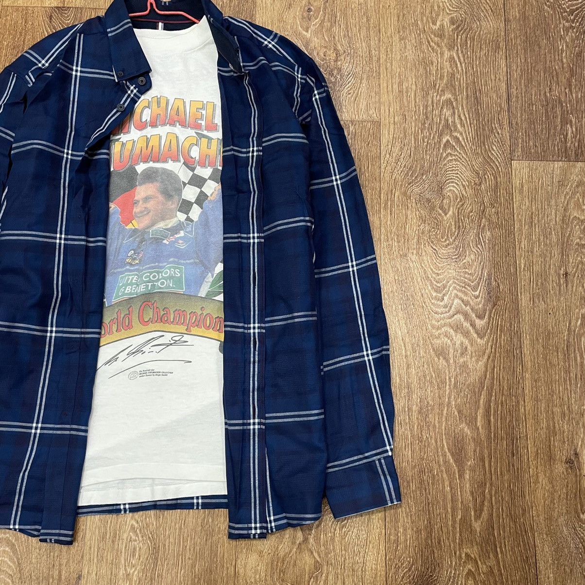 Vintage Vintage 90s Navy Checkered Shirt Grunge Streetwear Boxy L Size US L / EU 52-54 / 3 - 3 Thumbnail