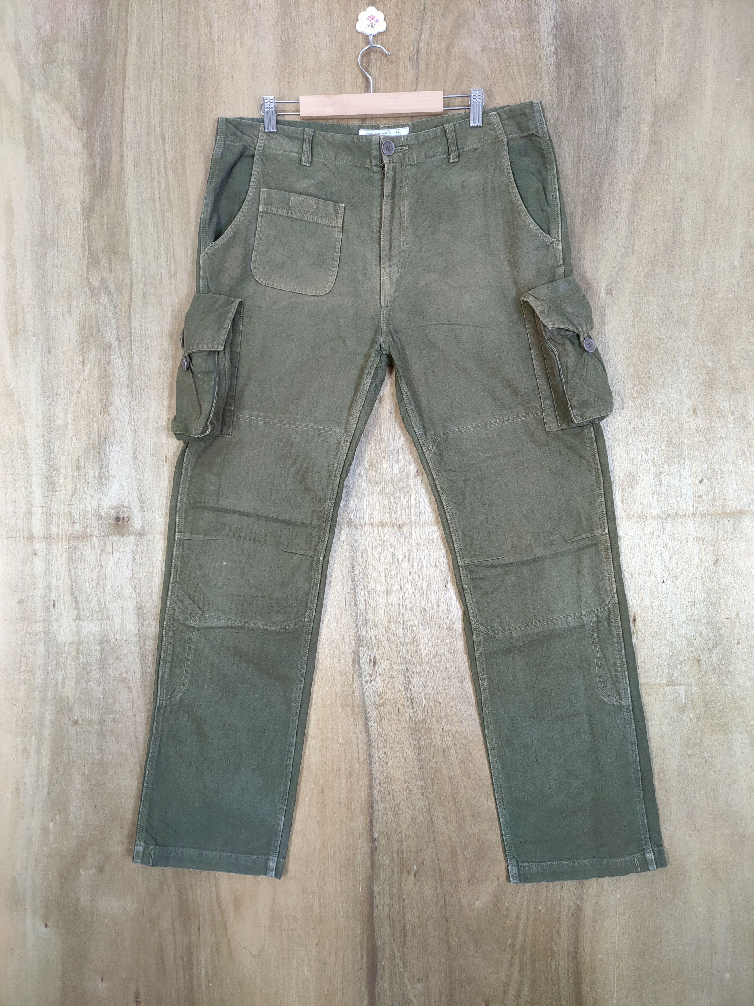 If Six Was Nine × Japanese Brand VINTAGE DOORS OLIVE FADED GREEN CARGO PANTS Size US 36 / EU 52 - 1 Thumbnail