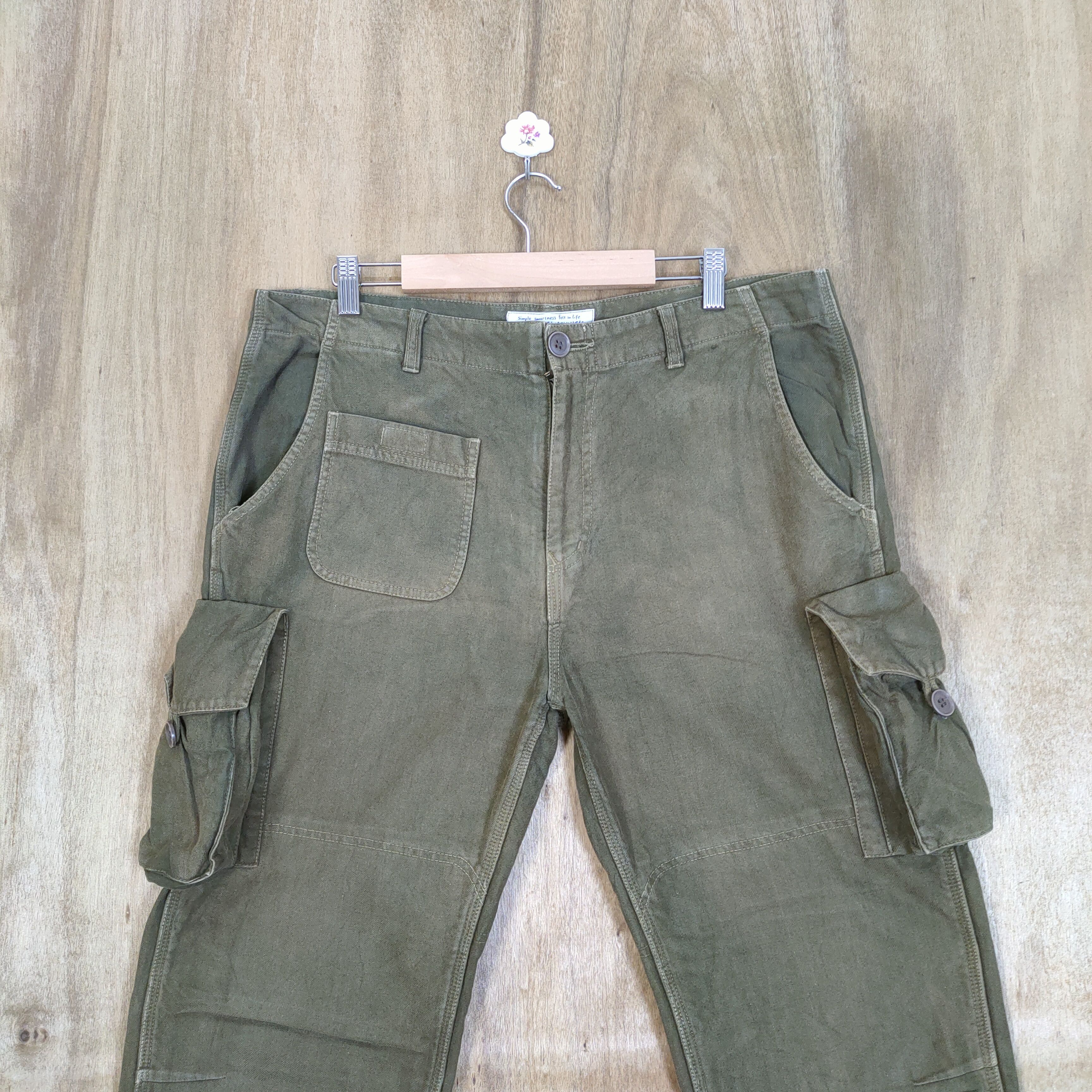 If Six Was Nine × Japanese Brand VINTAGE DOORS OLIVE FADED GREEN CARGO PANTS Size US 36 / EU 52 - 2 Thumbnail
