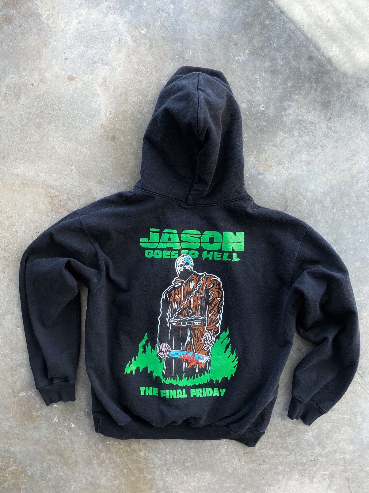 image of Warren Lotas Jason Goes To Hell Hoodie Black + Green Xl, Men's