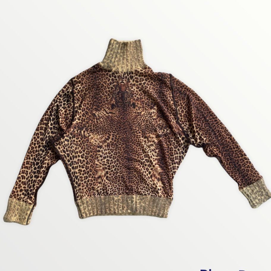 image of Jean Paul Gaultier Vintage Jpg Leopard Sheer Mesh Wool Turtle Neck in Orange, Men's (Size Medium)