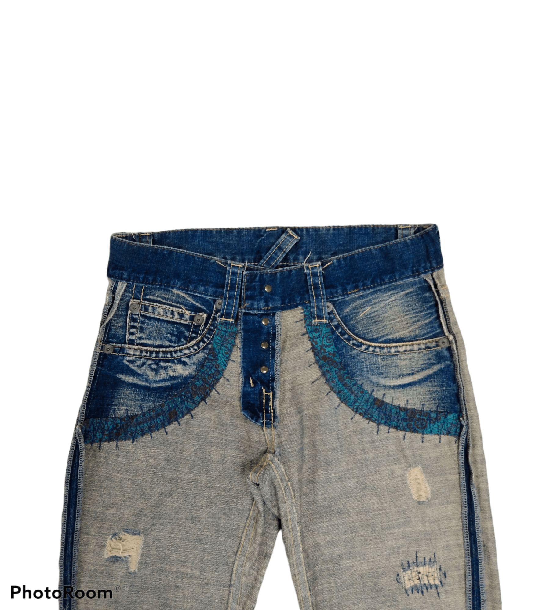Japanese Brand FLARE VERY RARE🔥DISTRESSED REVERSIBLE LOVCAT DENIM PANTS Size US 30 / EU 46 - 10 Thumbnail