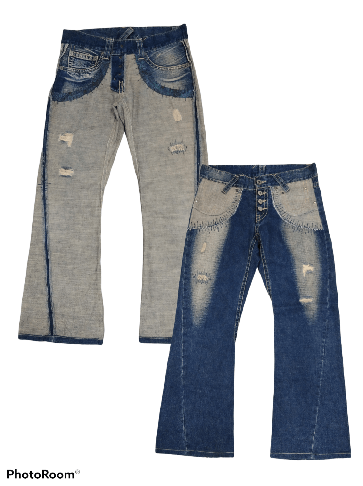 Japanese Brand FLARE VERY RARE🔥DISTRESSED REVERSIBLE LOVCAT DENIM PANTS Size US 30 / EU 46 - 1 Thumbnail