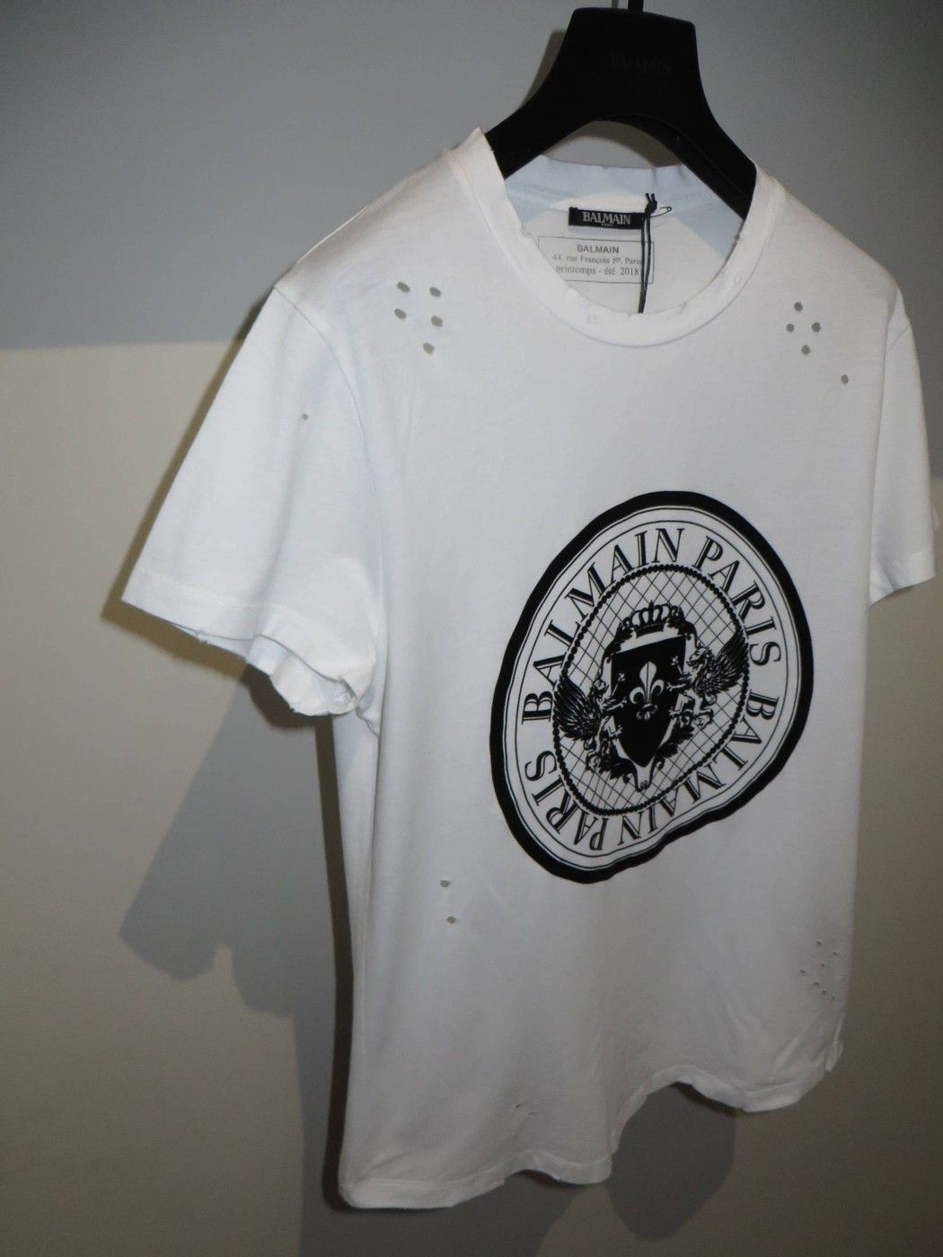 Balmain Logo flock print destroyed t-shirt Size US XS / EU 42 / 0 - 2 Thumbnail