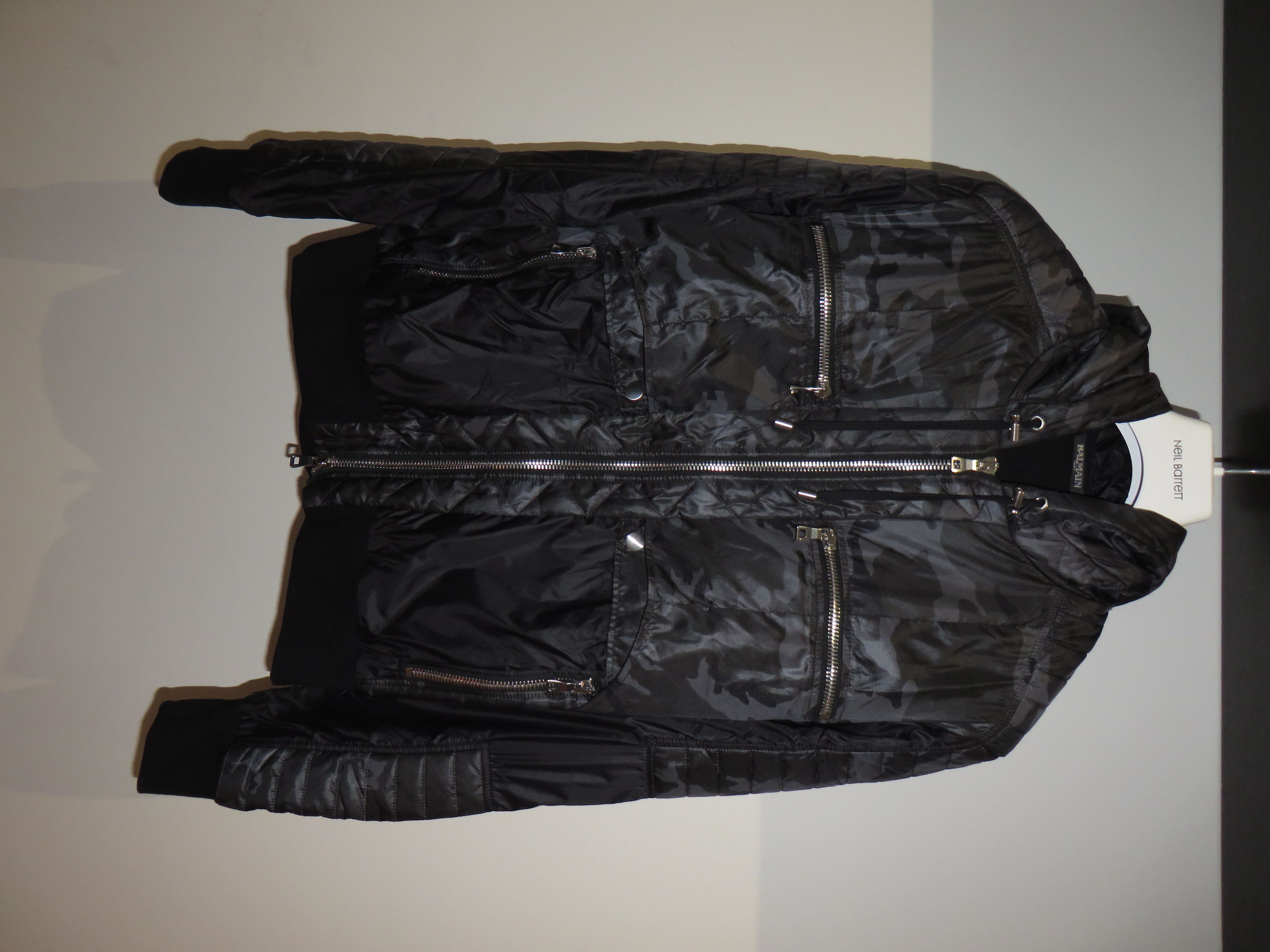 image of Balmain Camo Nylon Jacket in Black, Men's (Size Small)