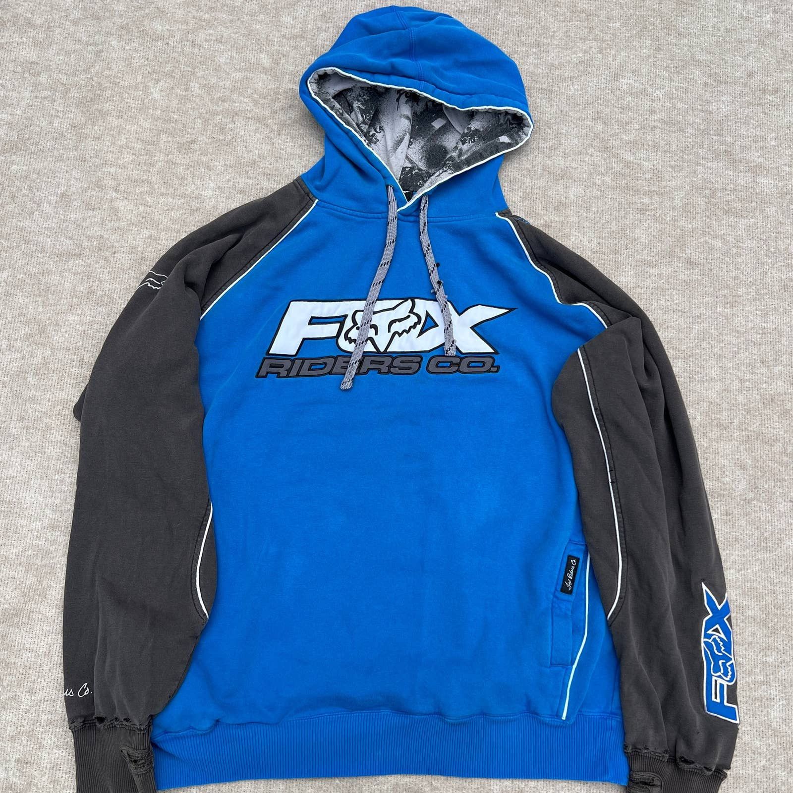 Fox Racing 2000s y2k heavyweight fox racing logo colorblock hoodie ...