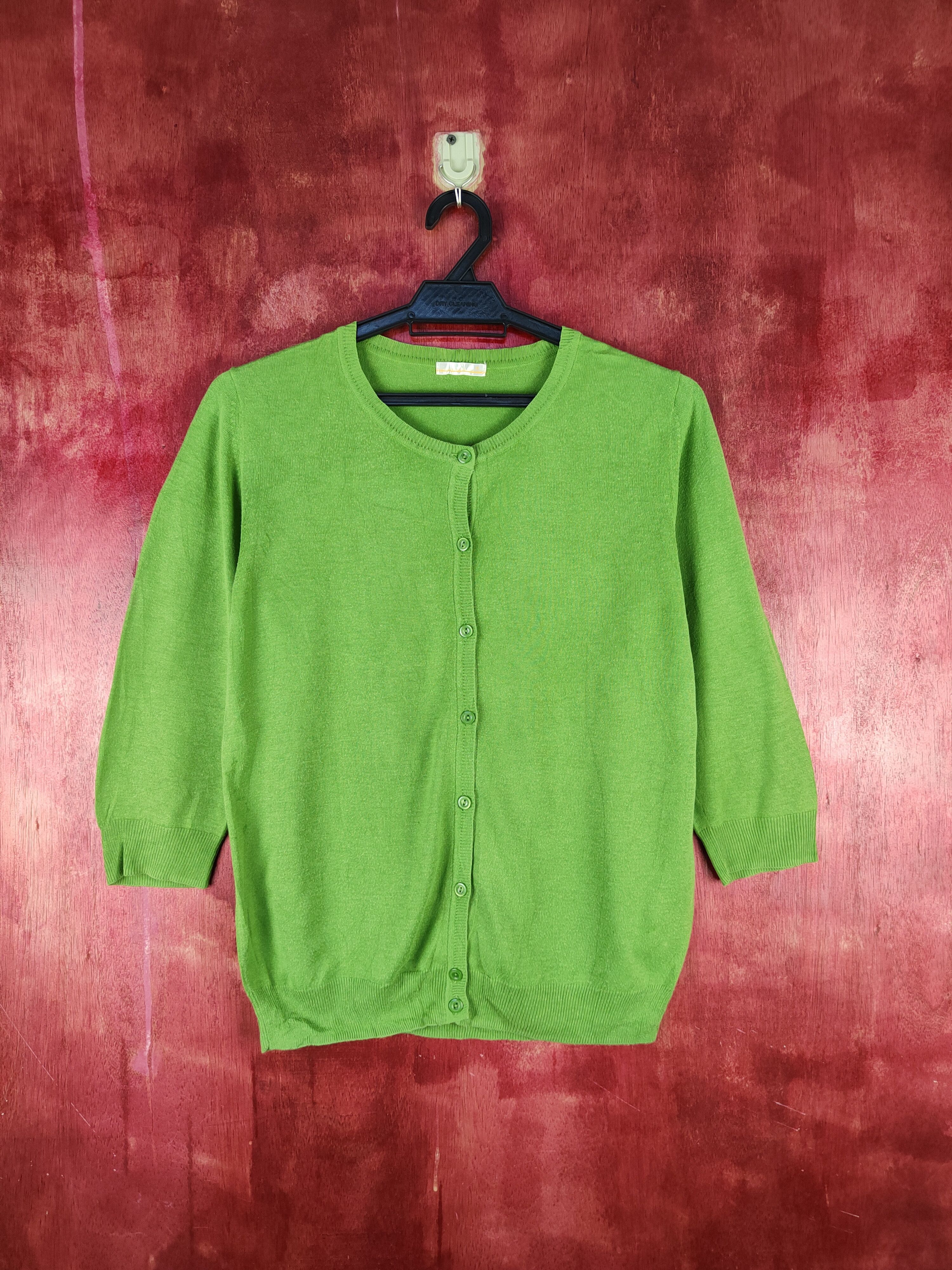 image of Green Knitwear Plain Cardigan S952, Women's (Size Medium)