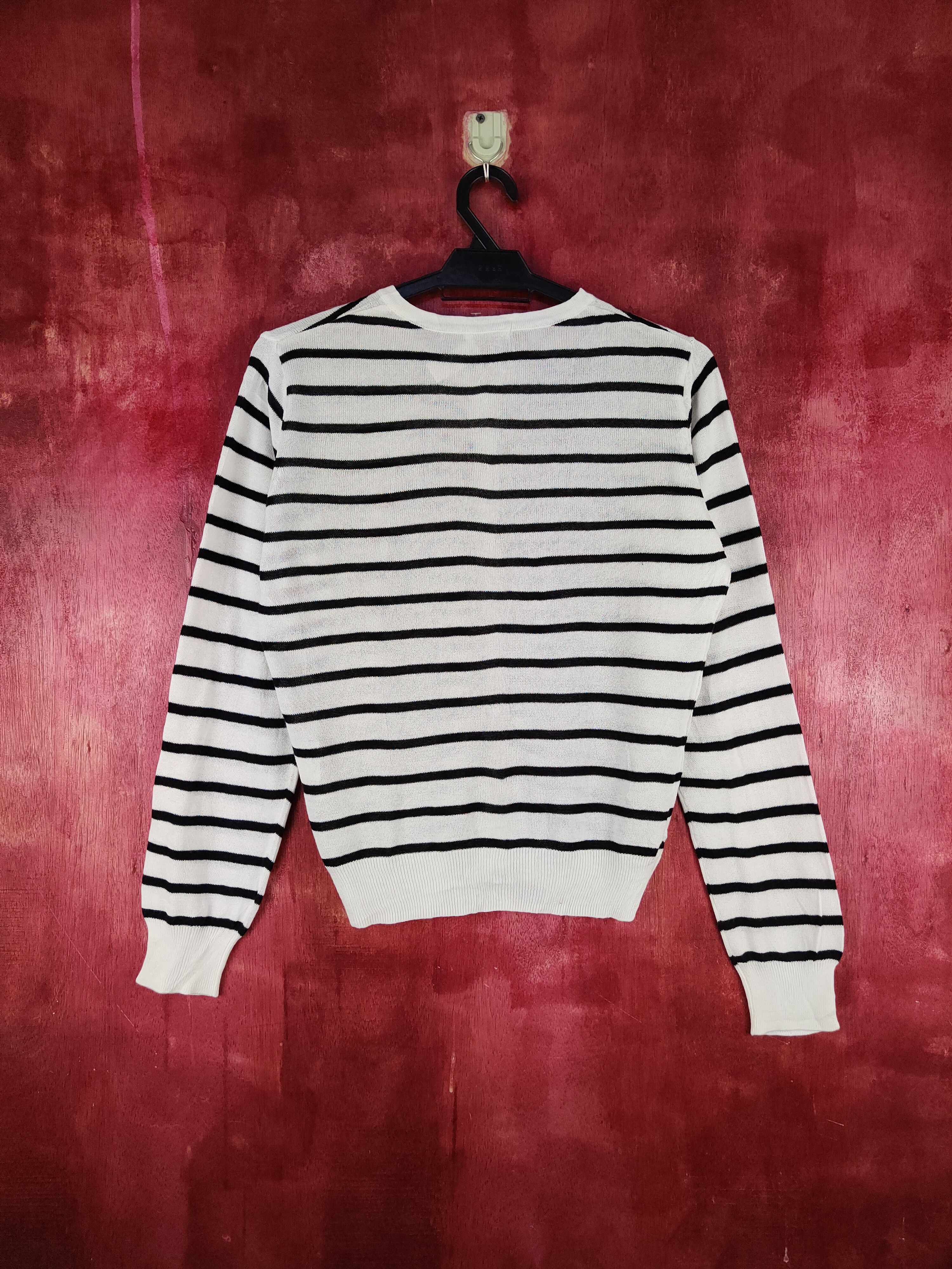 Japanese Brand Cinema Club Black/White Stripe thin knitwear Cardigan #S951 Size M / US 6-8 / IT 42-44 - 7 Thumbnail