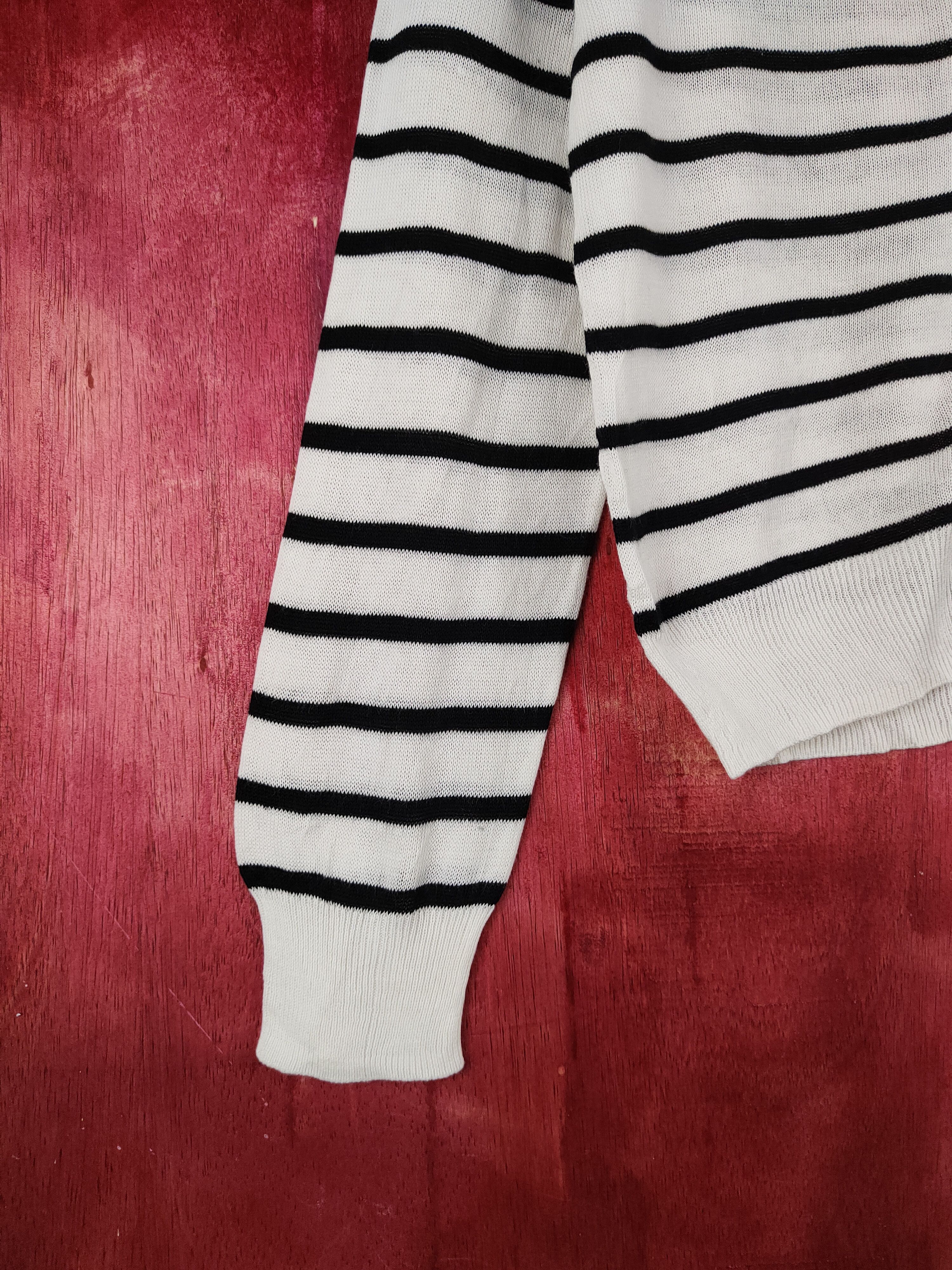 Japanese Brand Cinema Club Black/White Stripe thin knitwear Cardigan #S951 Size M / US 6-8 / IT 42-44 - 4 Thumbnail