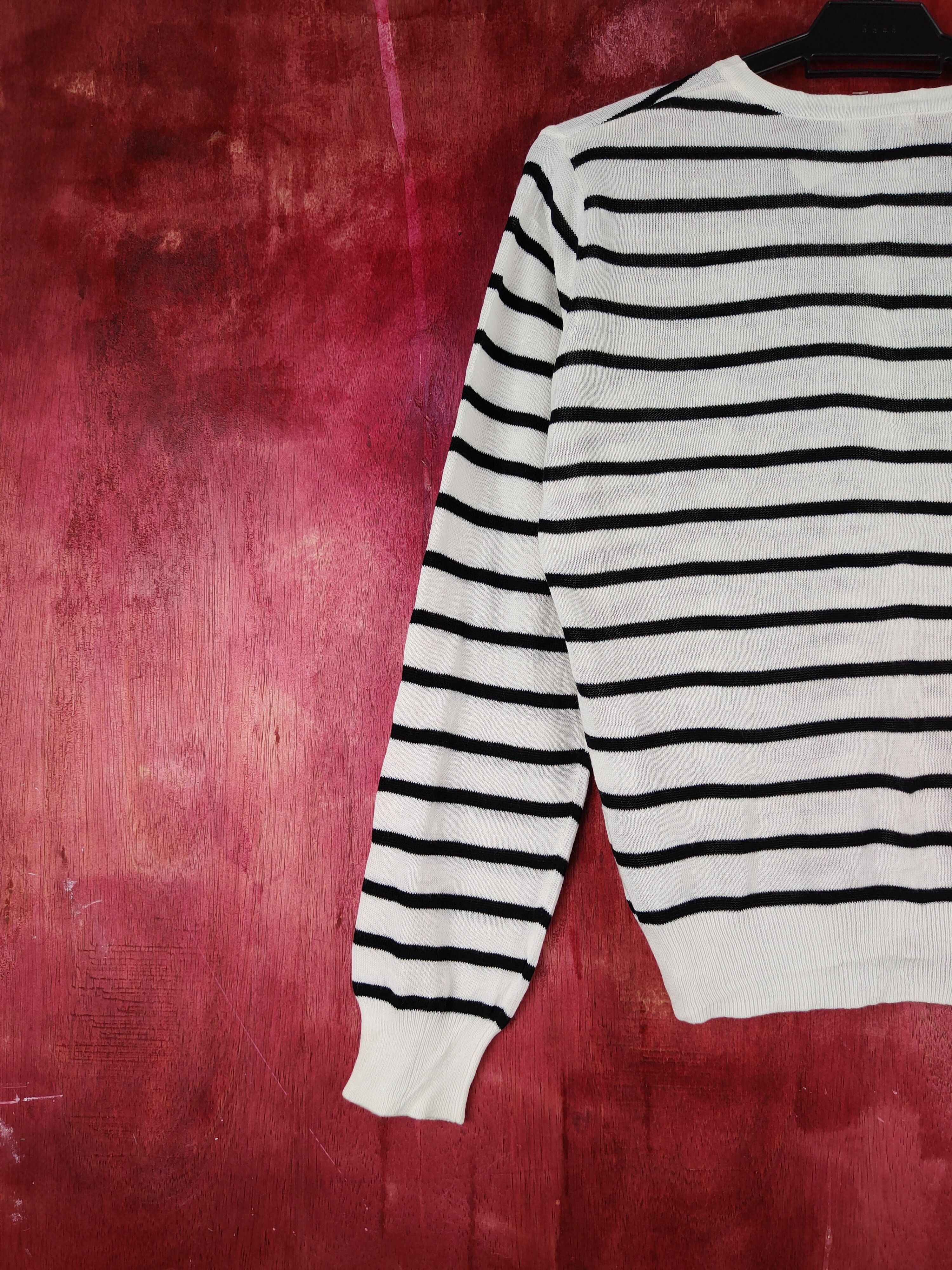 Japanese Brand Cinema Club Black/White Stripe thin knitwear Cardigan #S951 Size M / US 6-8 / IT 42-44 - 8 Thumbnail