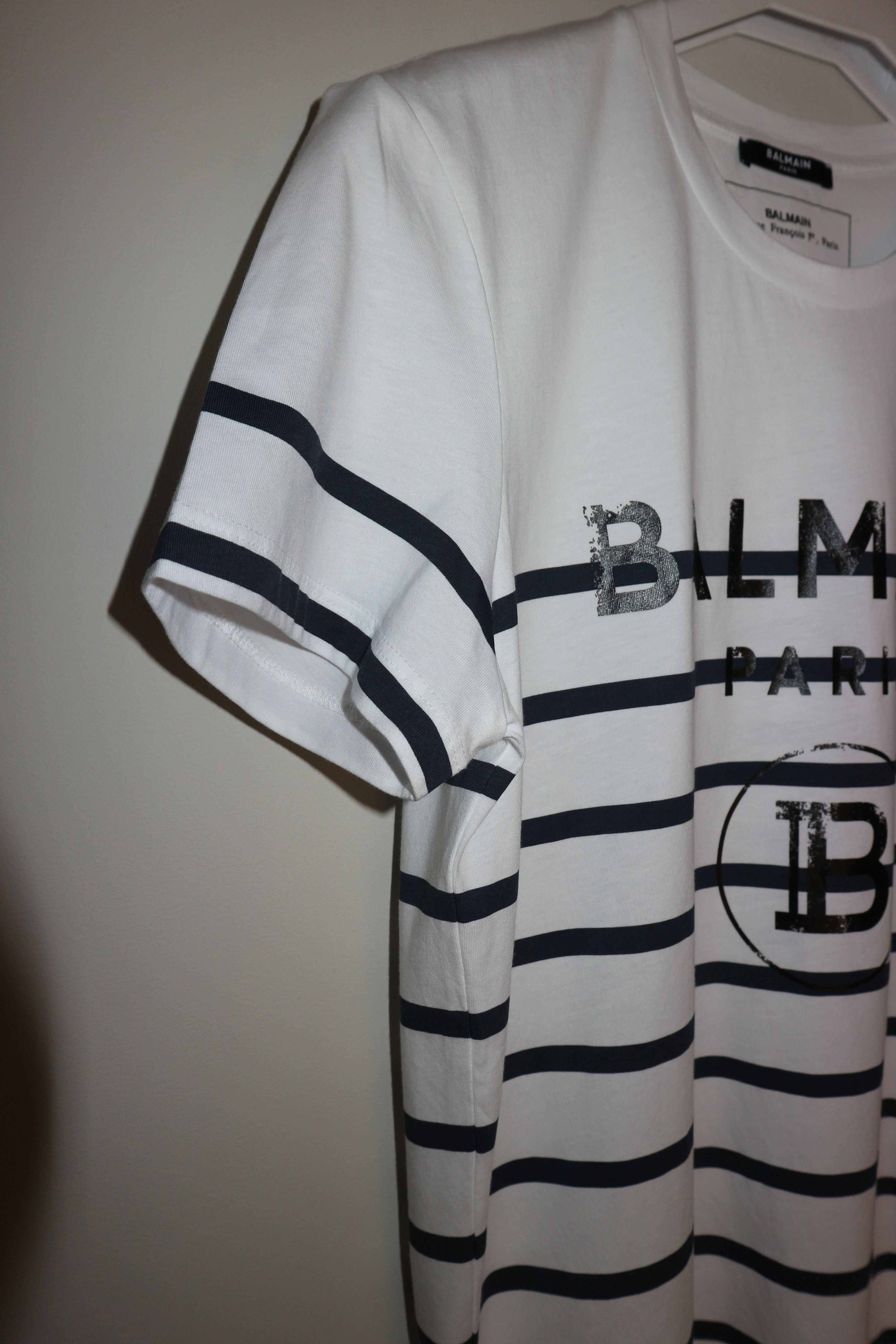 Balmain Logo print stripped shirt Size US XS / EU 42 / 0 - 5 Thumbnail