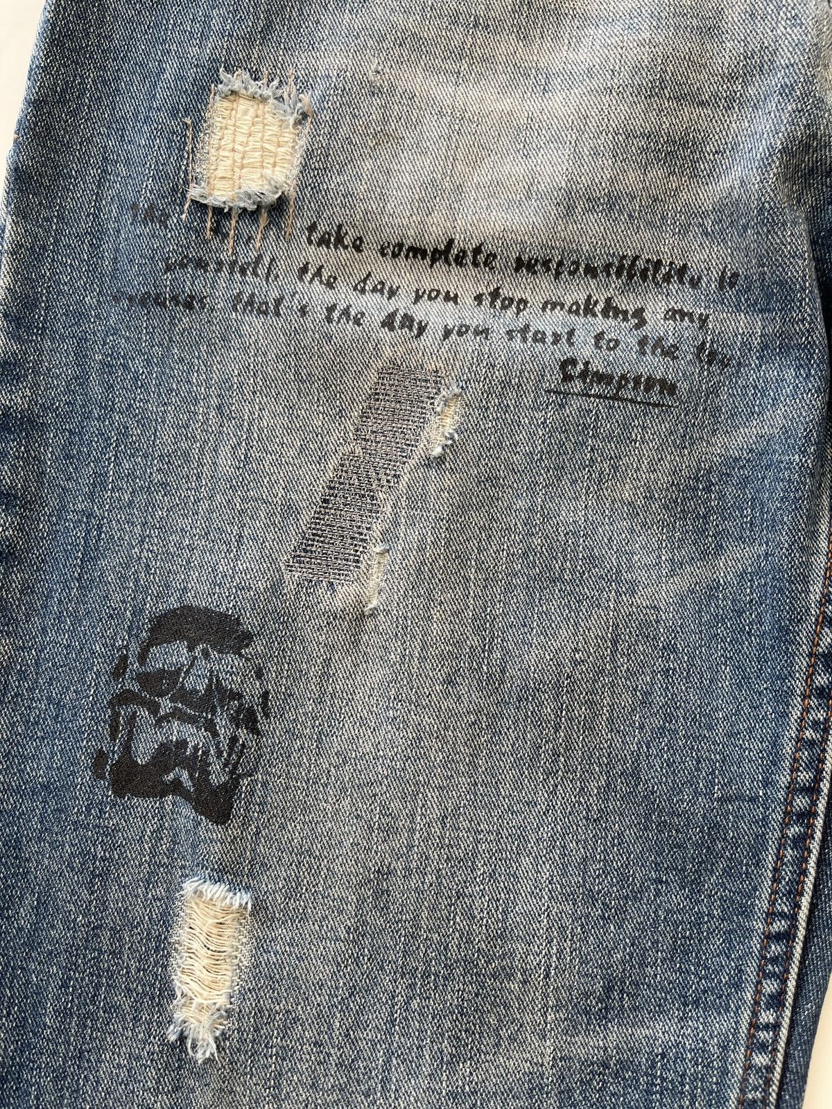 Japanese Brand Nylaus Streetwear Distressed Denim Size US 32 / EU 48 - 9 Thumbnail