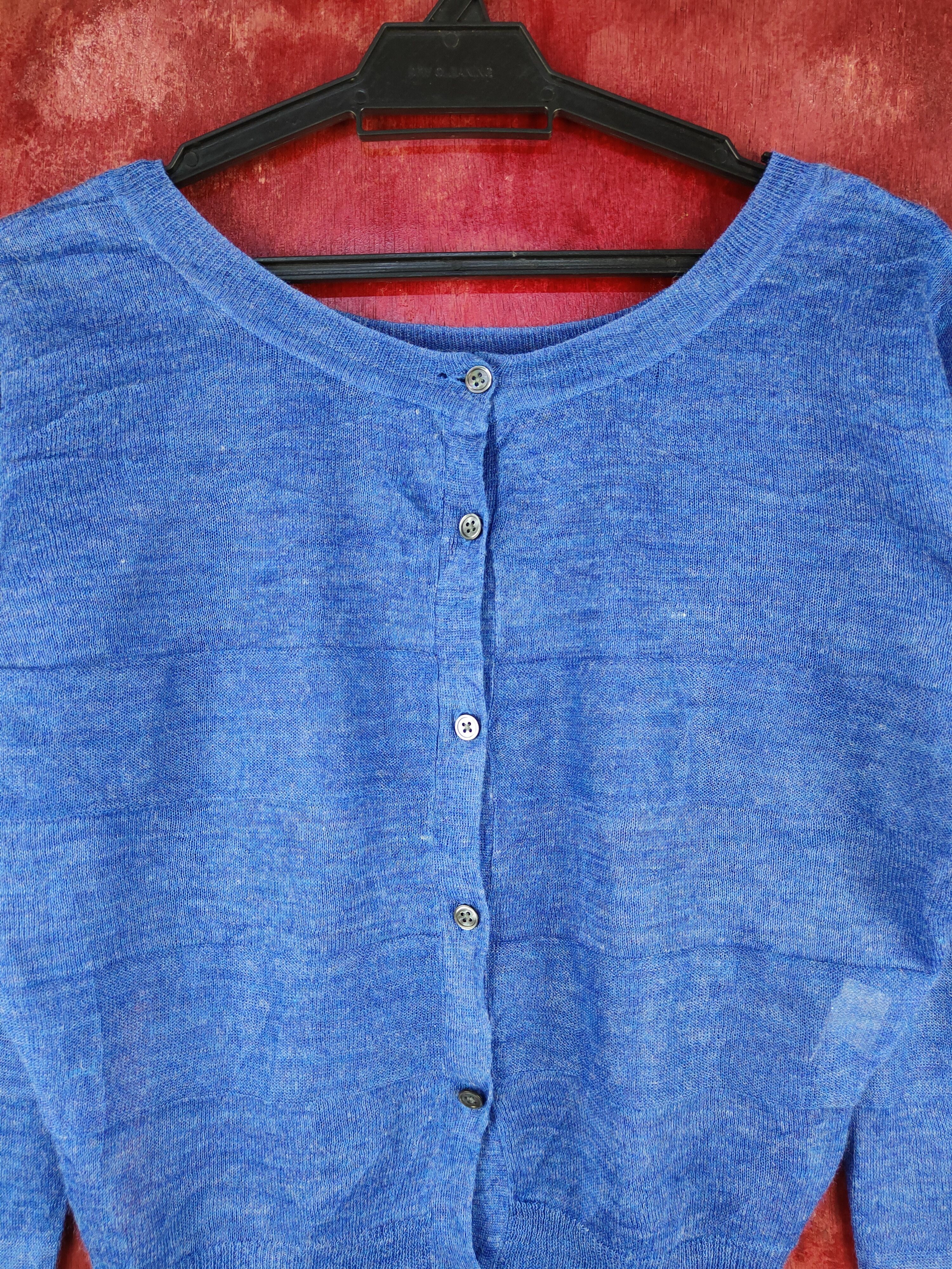 Japanese Brand Blue Crochet Meshnet Crop Tops Cardigan #S949