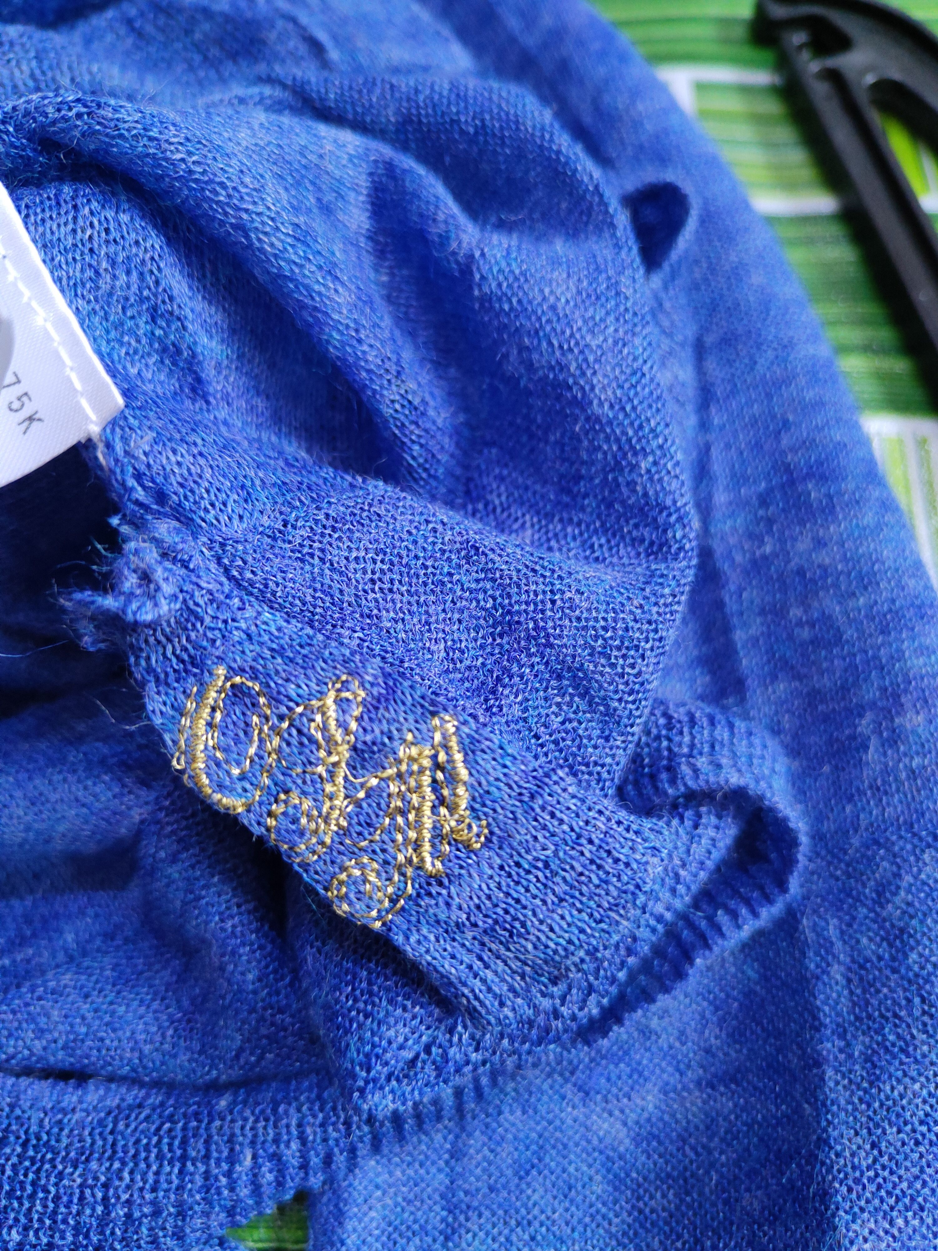 Japanese Brand Blue Crochet Meshnet Crop Tops Cardigan #S949