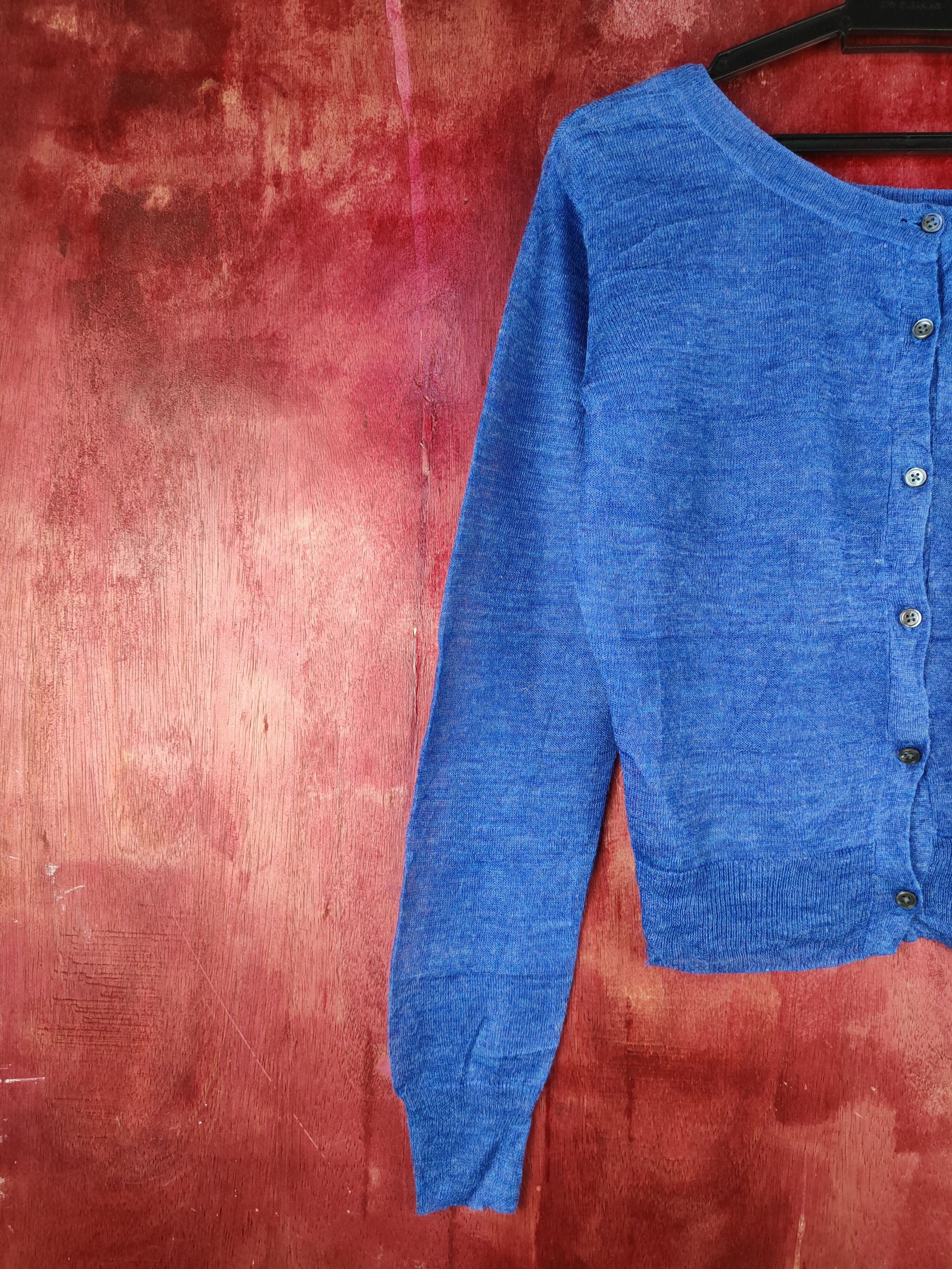 Japanese Brand Blue Crochet Meshnet Crop Tops Cardigan #S949