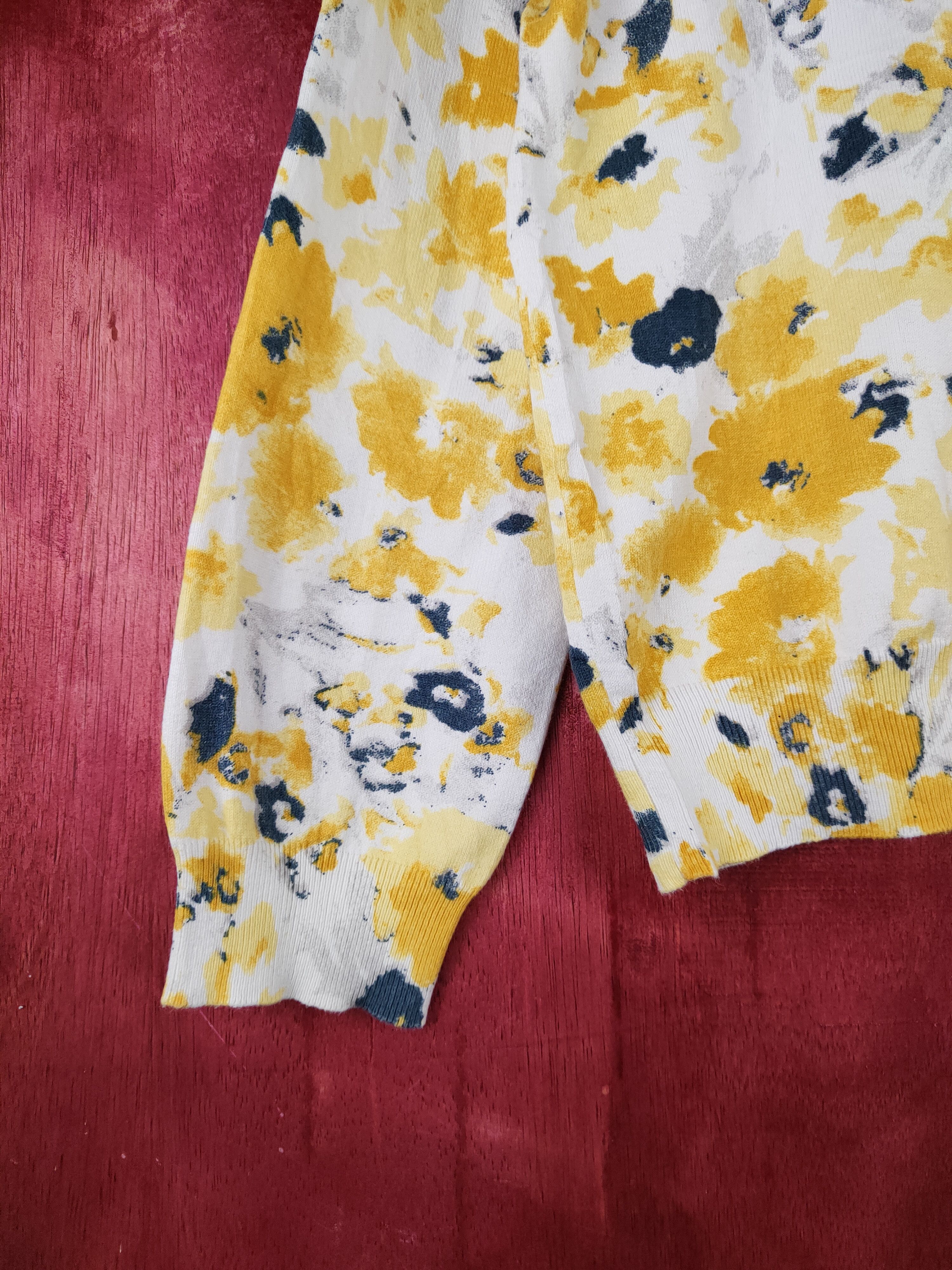 Homespun Knitwear Japanese Brand-Flowers Yellow/White Cardigan knitwear #S939 Size M / US 6-8 / IT 42-44 - 4 Thumbnail