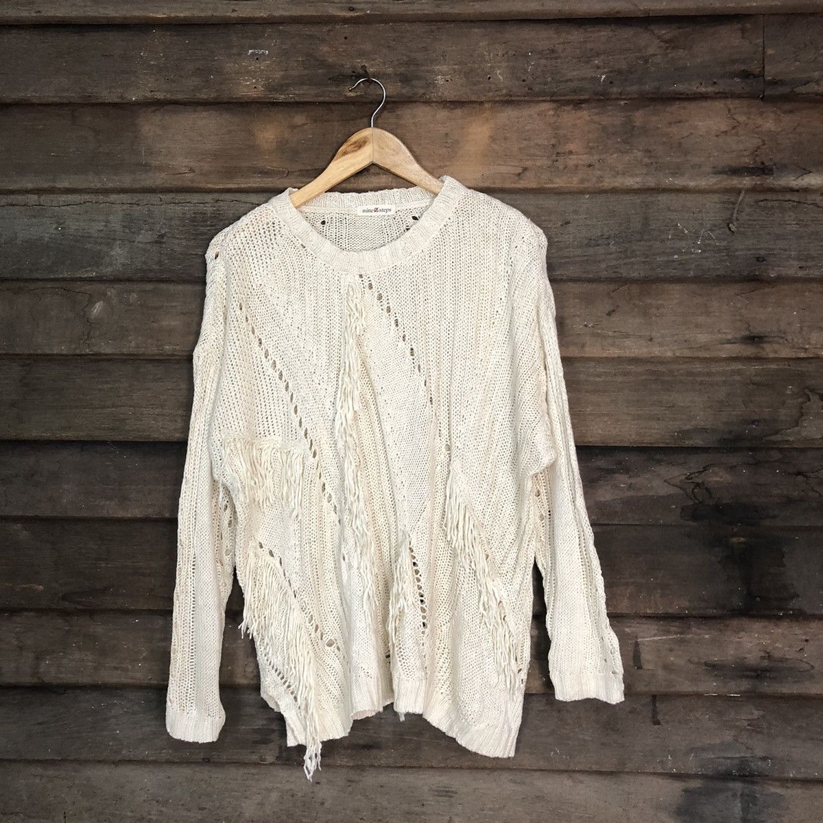 Image of Homespun Knitwear x Vintage Nine Steps Mesh Net Crochet White Knitwear 7189, Women's (Size XL)