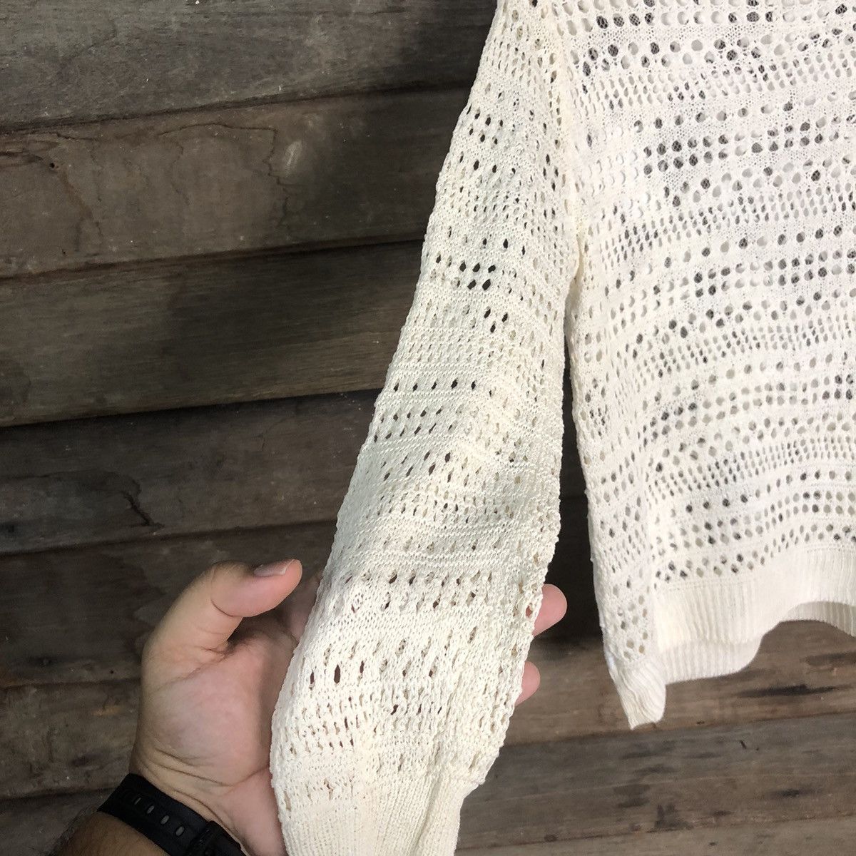 Homespun Knitwear Grow Mesh Net Crocher White Knitwear #7187 Size S / US 4 / IT 40 - 12 Thumbnail