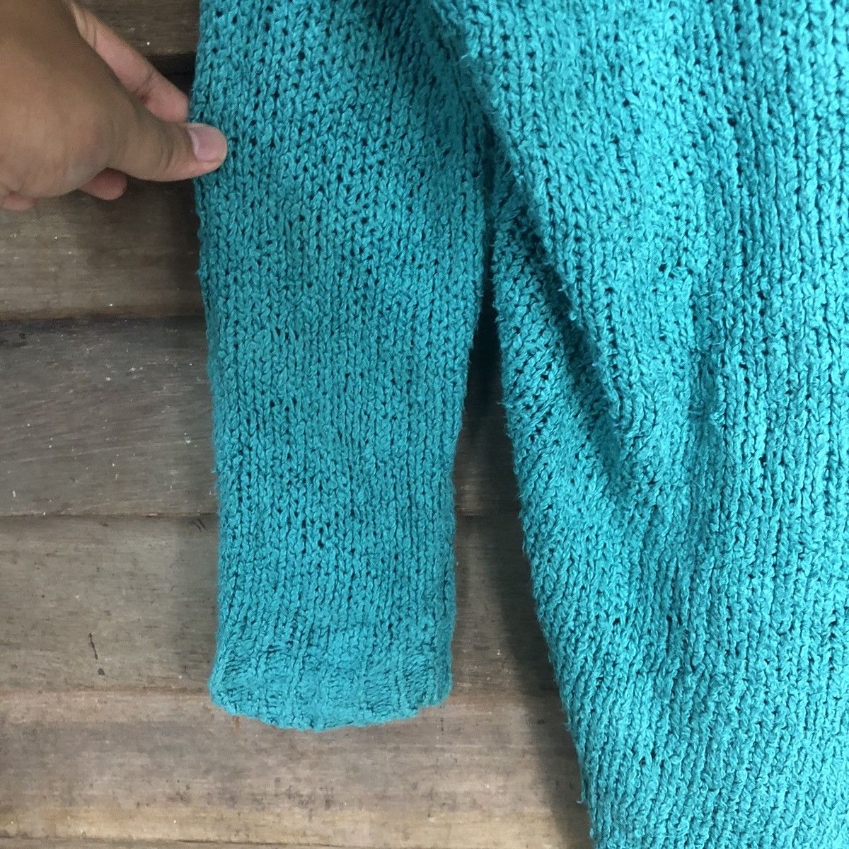 Homespun Knitwear Banana Fish Crochet Green Knitwear cardigan #7186 Size US XL / EU 56 / 4 - 4 Thumbnail