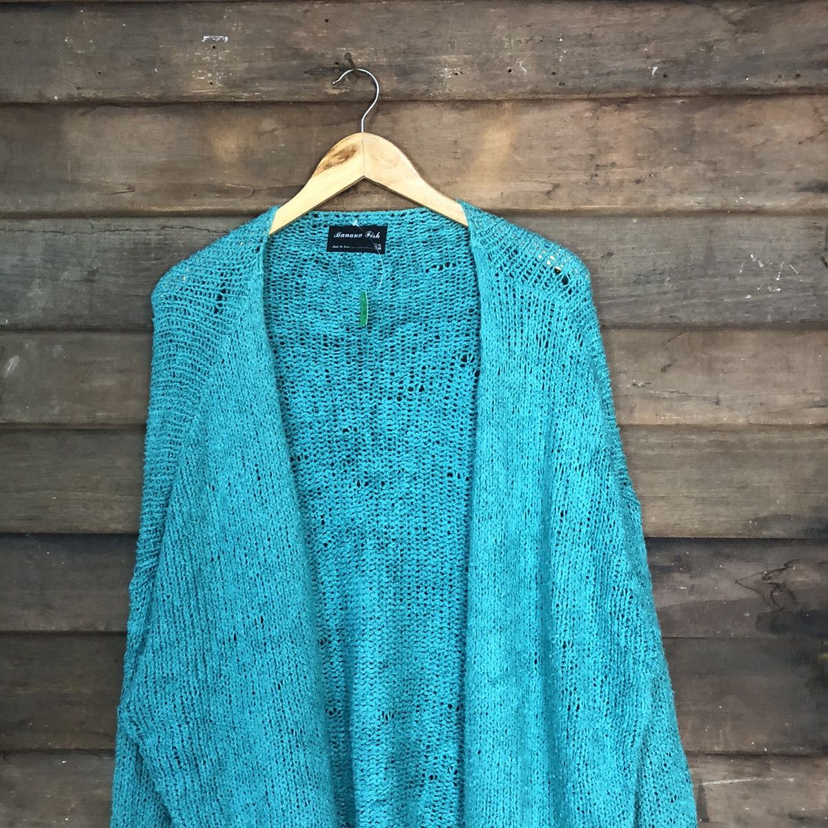 Homespun Knitwear Banana Fish Crochet Green Knitwear cardigan #7186 Size US XL / EU 56 / 4 - 2 Thumbnail