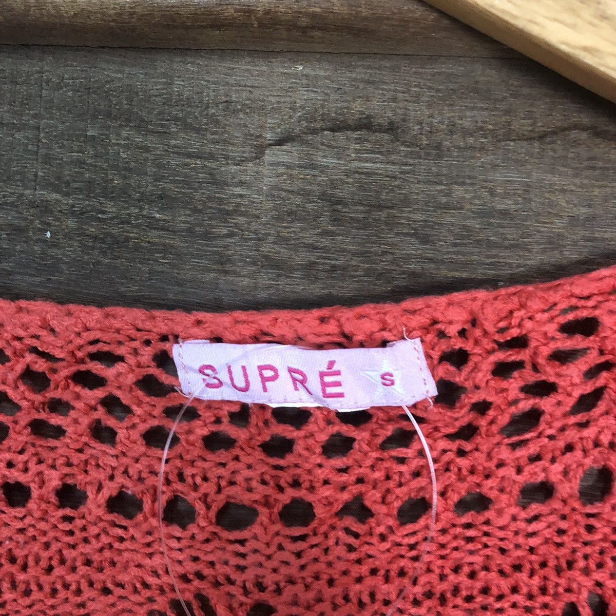 Homespun Knitwear Supre Mesh Net Crochet Red Cardigan Knitwear #7183 Size US M / EU 48-50 / 2 - 9 Thumbnail