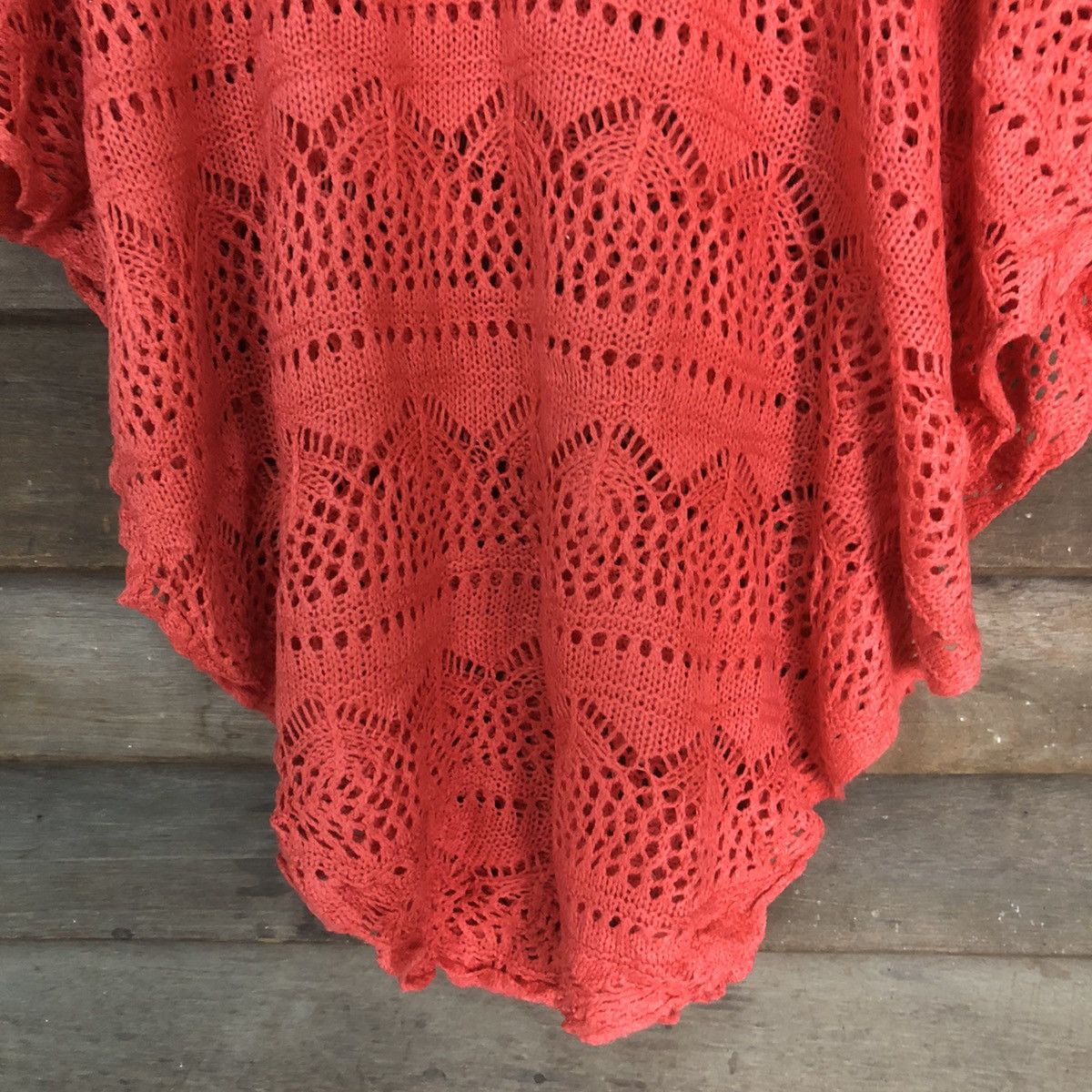 Homespun Knitwear Supre Mesh Net Crochet Red Cardigan Knitwear #7183 Size US M / EU 48-50 / 2 - 6 Thumbnail