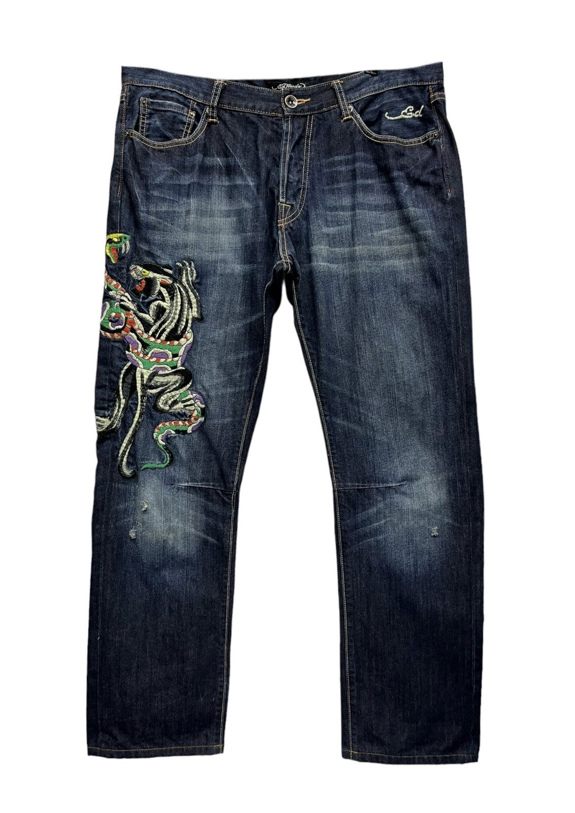 Christian Audigier SICK💥THE GODFATHER x ED HARDY Panther Vs Snake Tattoo Wear Size US 36 / EU 52 - 5 Thumbnail