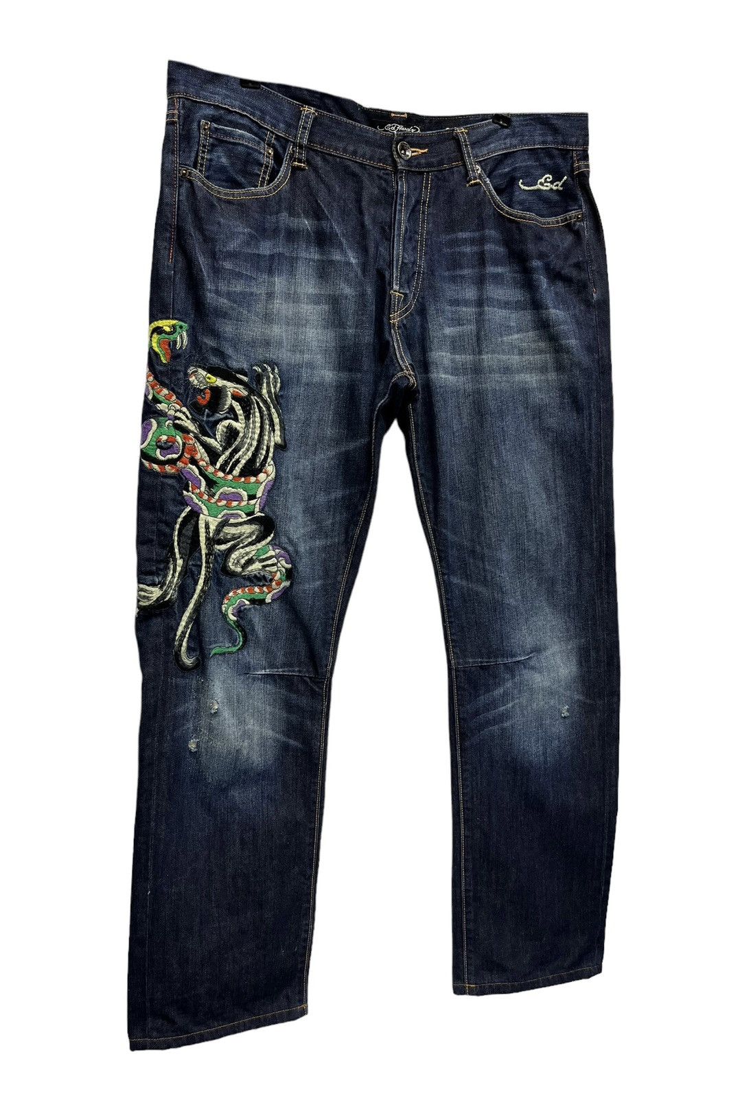 Christian Audigier SICK💥THE GODFATHER x ED HARDY Panther Vs Snake Tattoo Wear Size US 36 / EU 52 - 6 Thumbnail