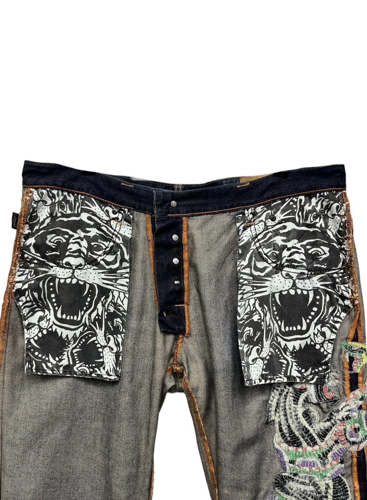 Christian Audigier SICK💥THE GODFATHER x ED HARDY Panther Vs Snake Tattoo Wear Size US 36 / EU 52 - 15 Thumbnail