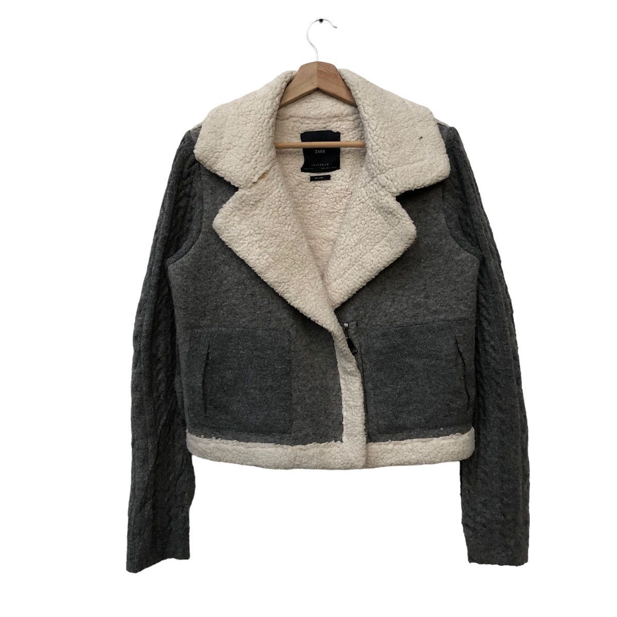 Zara Zara Origins Double Faced Cropped Wool Zip Jacket | Grailed
