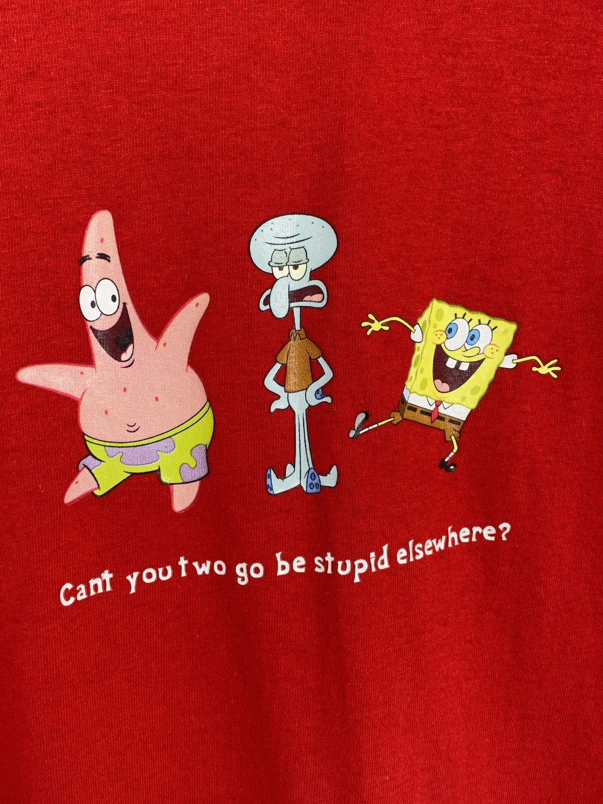 Cartoon Network 00s Vintage 2006 Sponge Bob Squidward Quote T-Shirt In Red Size US M / EU 48-50 / 2 - 2 Thumbnail