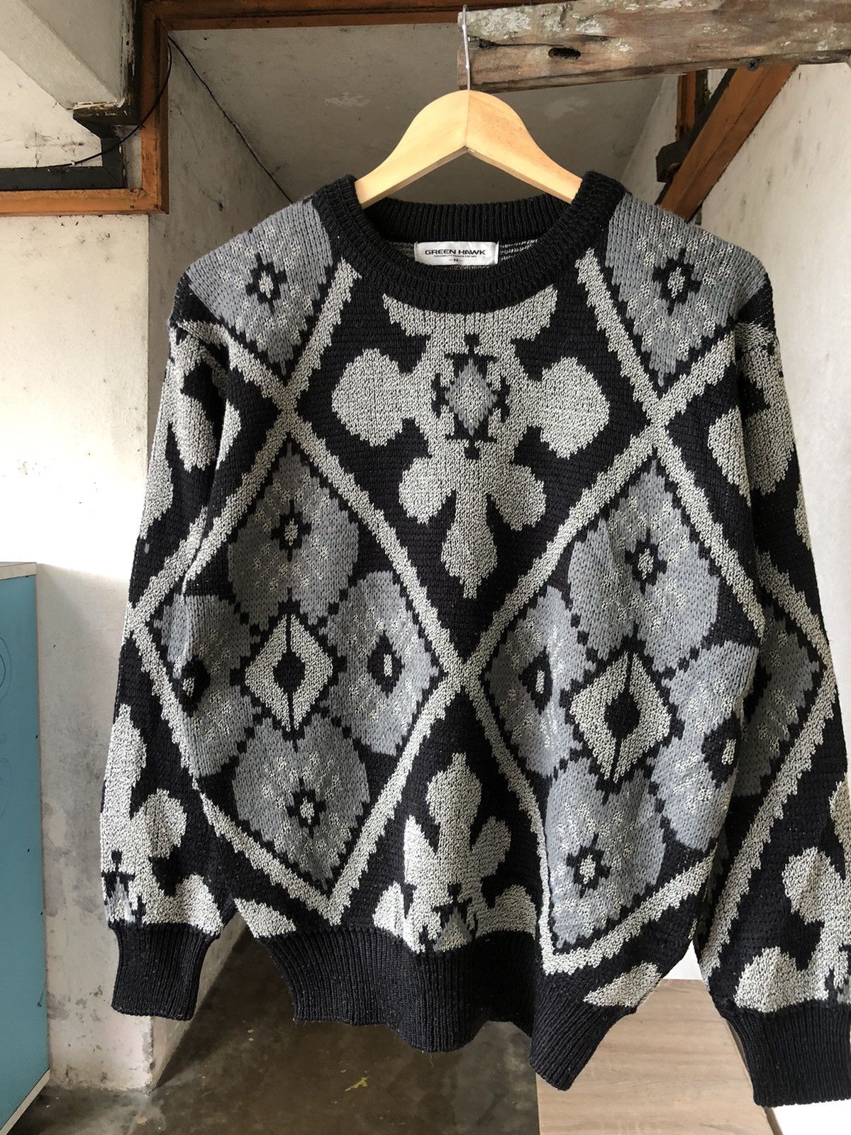 Japanese Brand Vintage Green Hawk Econic Design Knit Sweater Size US M / EU 48-50 / 2 - 4 Thumbnail
