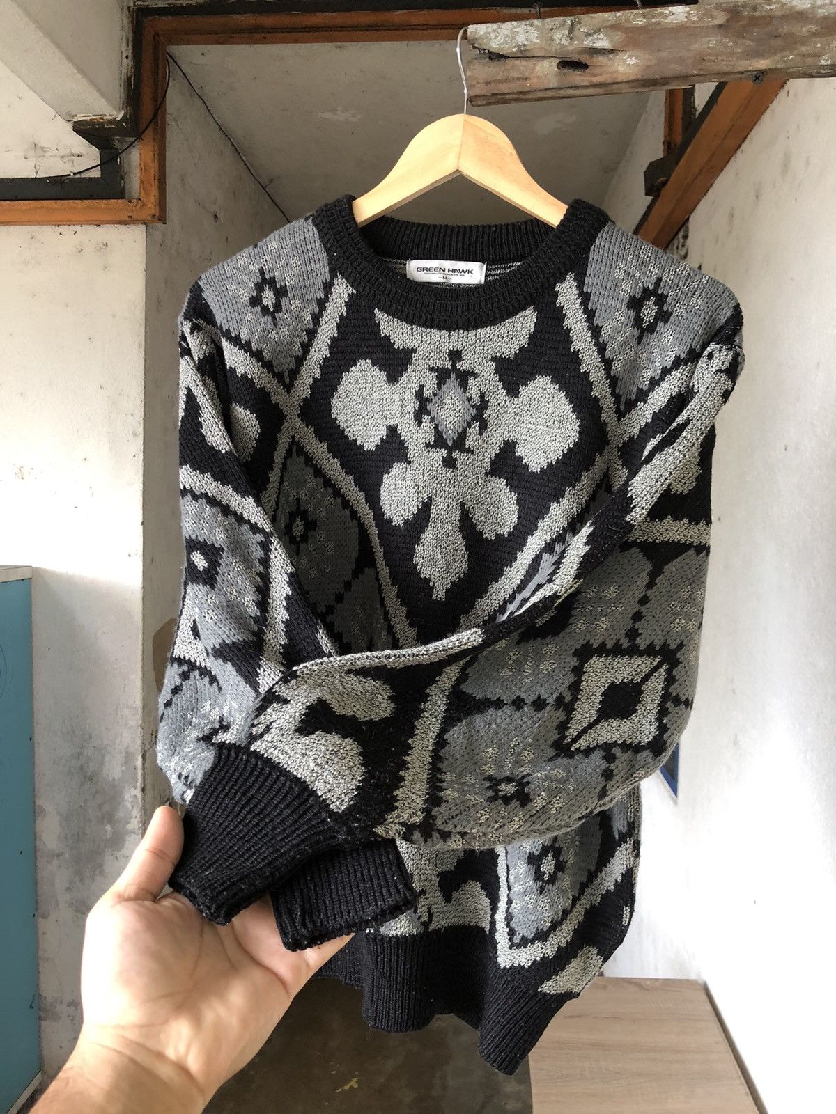 Japanese Brand Vintage Green Hawk Econic Design Knit Sweater Size US M / EU 48-50 / 2 - 8 Thumbnail