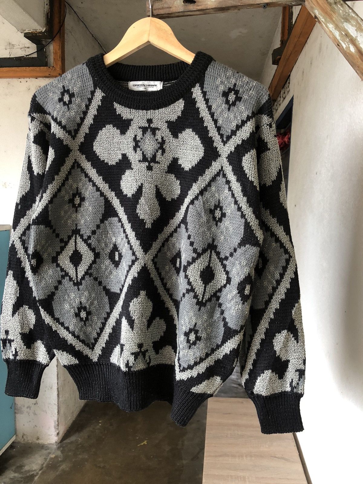 Japanese Brand Vintage Green Hawk Econic Design Knit Sweater Size US M / EU 48-50 / 2 - 5 Thumbnail