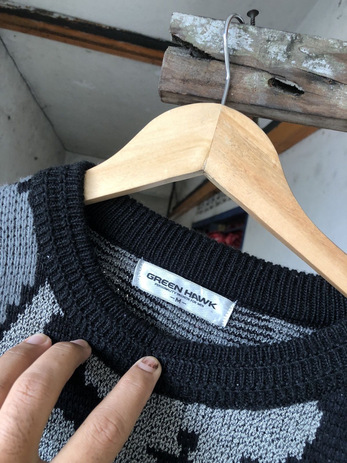 Japanese Brand Vintage Green Hawk Econic Design Knit Sweater Size US M / EU 48-50 / 2 - 9 Thumbnail