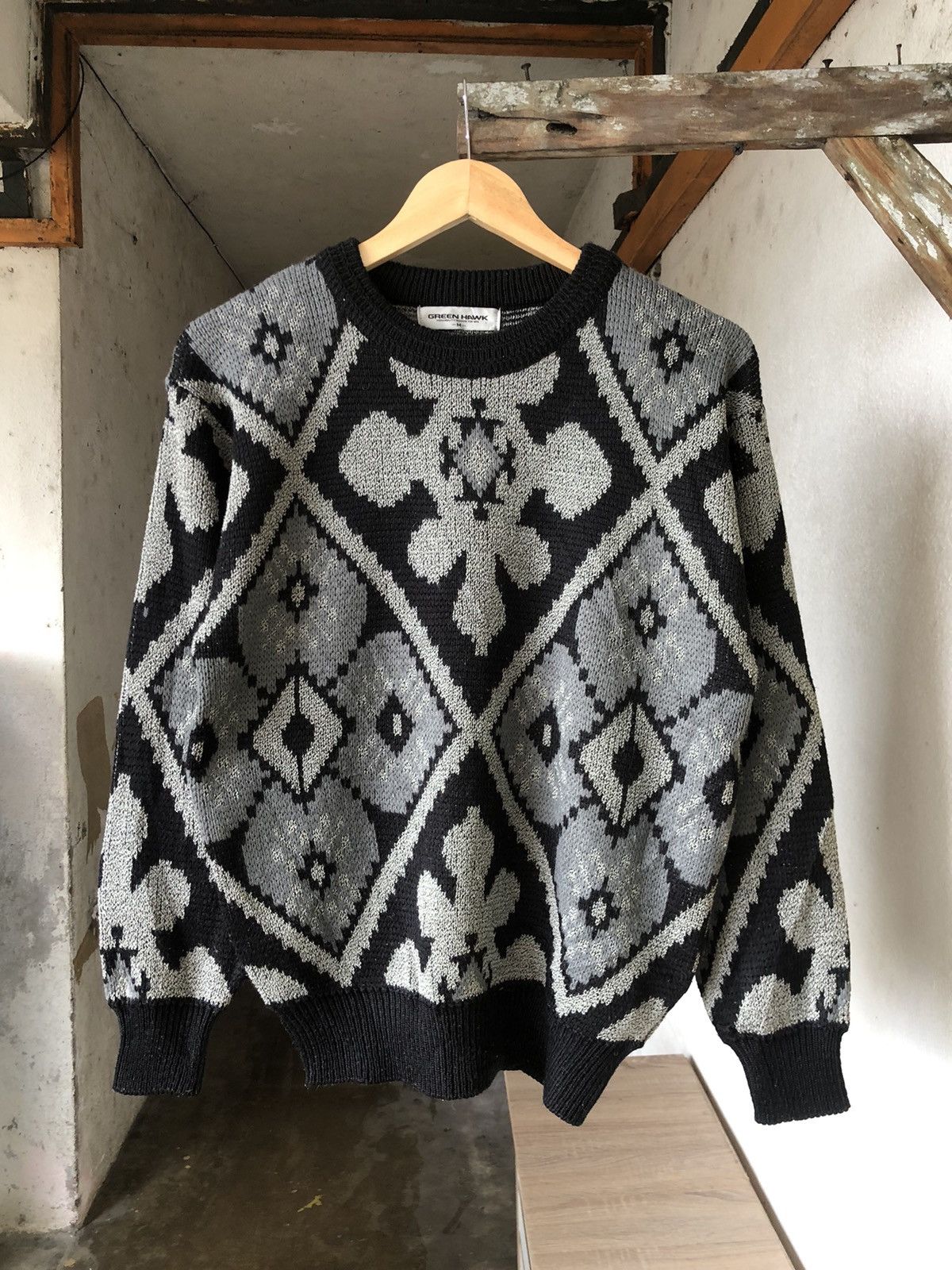 Japanese Brand Vintage Green Hawk Econic Design Knit Sweater Size US M / EU 48-50 / 2 - 3 Thumbnail