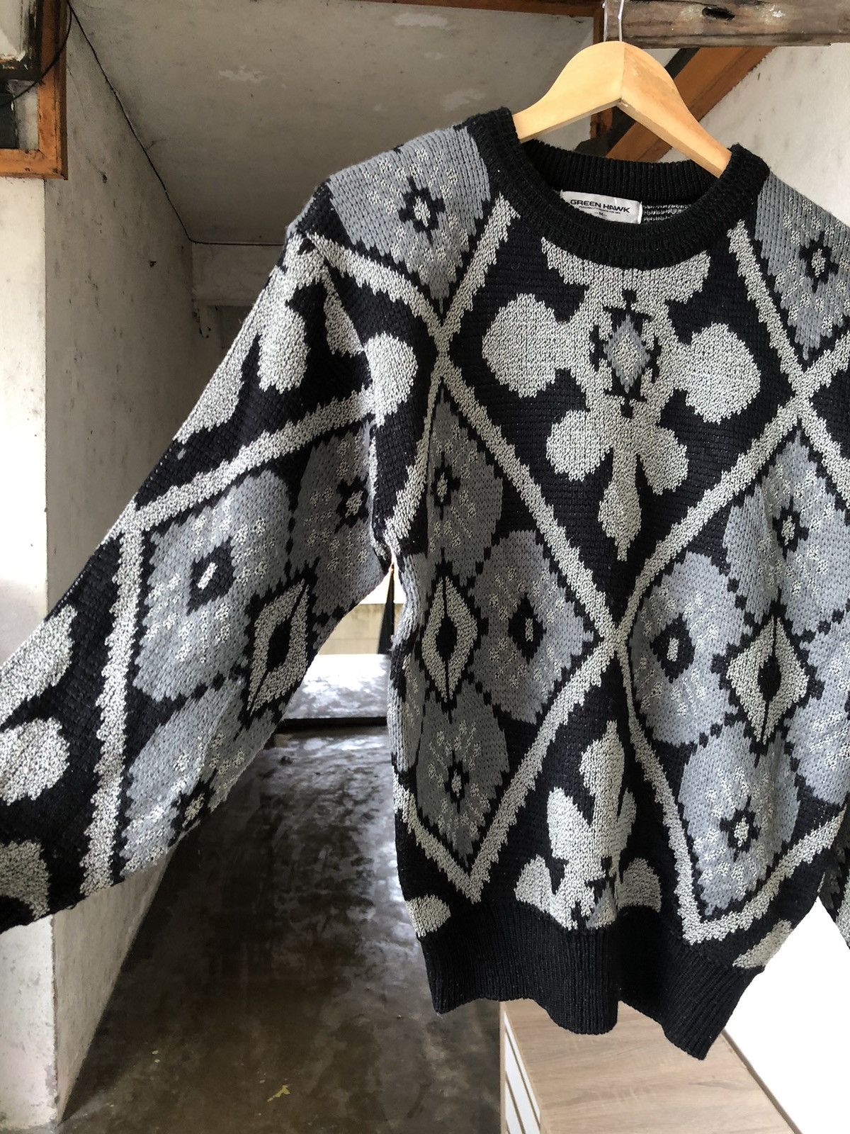 Japanese Brand Vintage Green Hawk Econic Design Knit Sweater Size US M / EU 48-50 / 2 - 7 Thumbnail