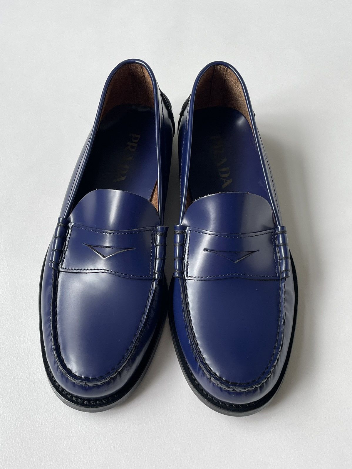 Prada Polished Blue Leather Loafers Size US 8 / EU 41 - 4 Thumbnail