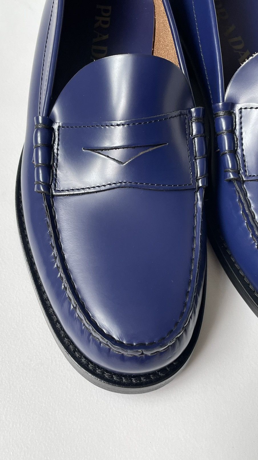 Prada Polished Blue Leather Loafers Size US 9 / EU 42 - 5 Thumbnail